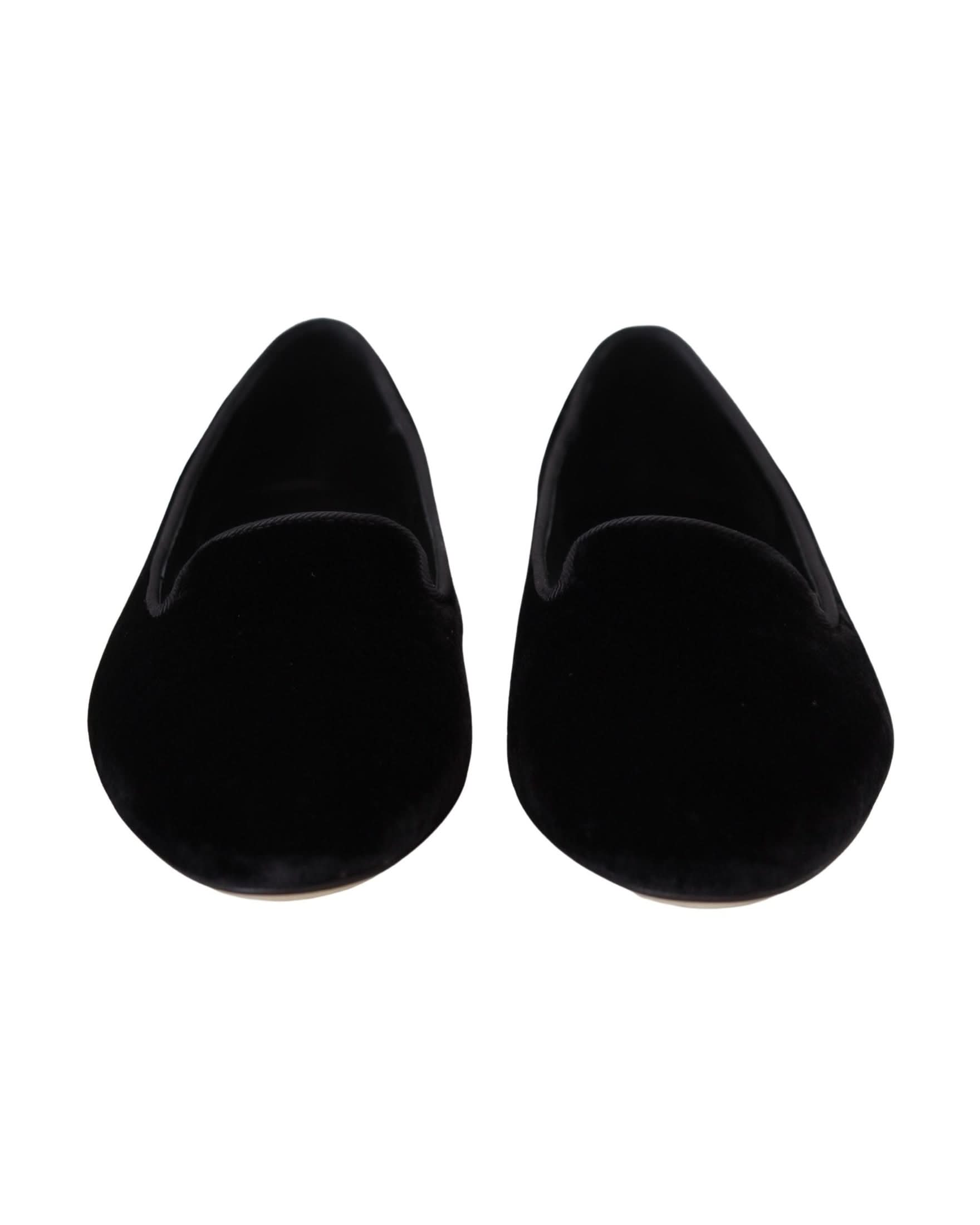Dolce & Gabbana Black Velvet Slip Ons Loafers Flats