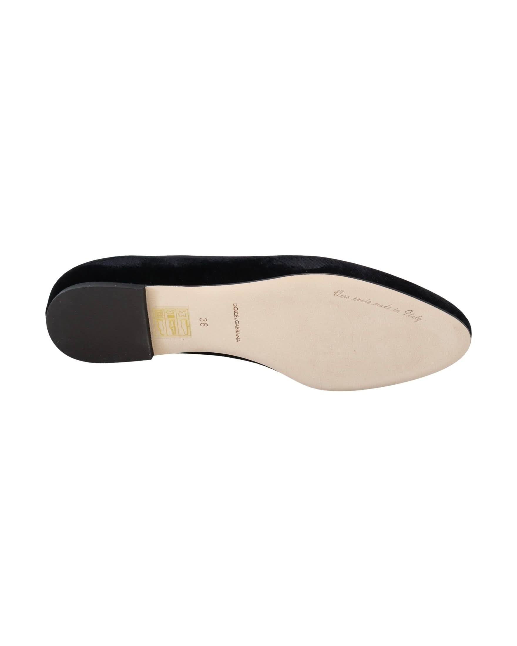 Dolce & Gabbana Black Velvet Slip Ons Loafers Flats