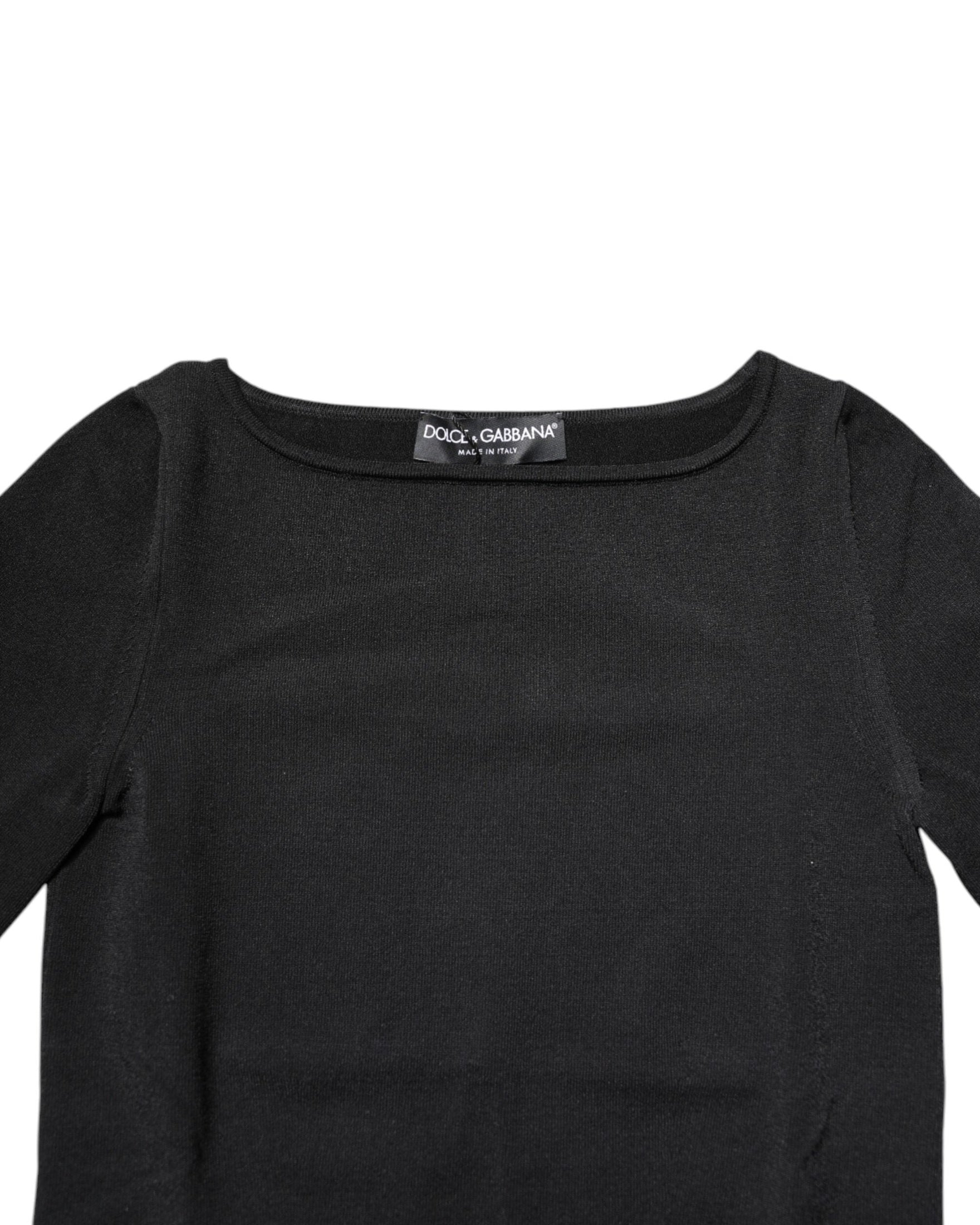 Dolce & Gabbana Black Viscose Long Sleeves Pullover Top Glam Steals