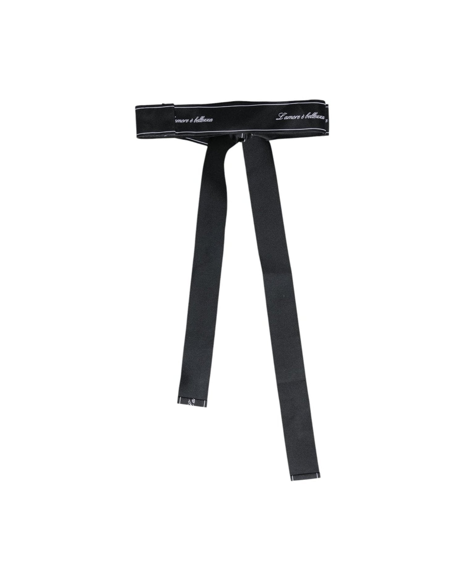 Dolce & Gabbana Black Waist Ribbon Wide Bow Logo Belt Glam Steals
