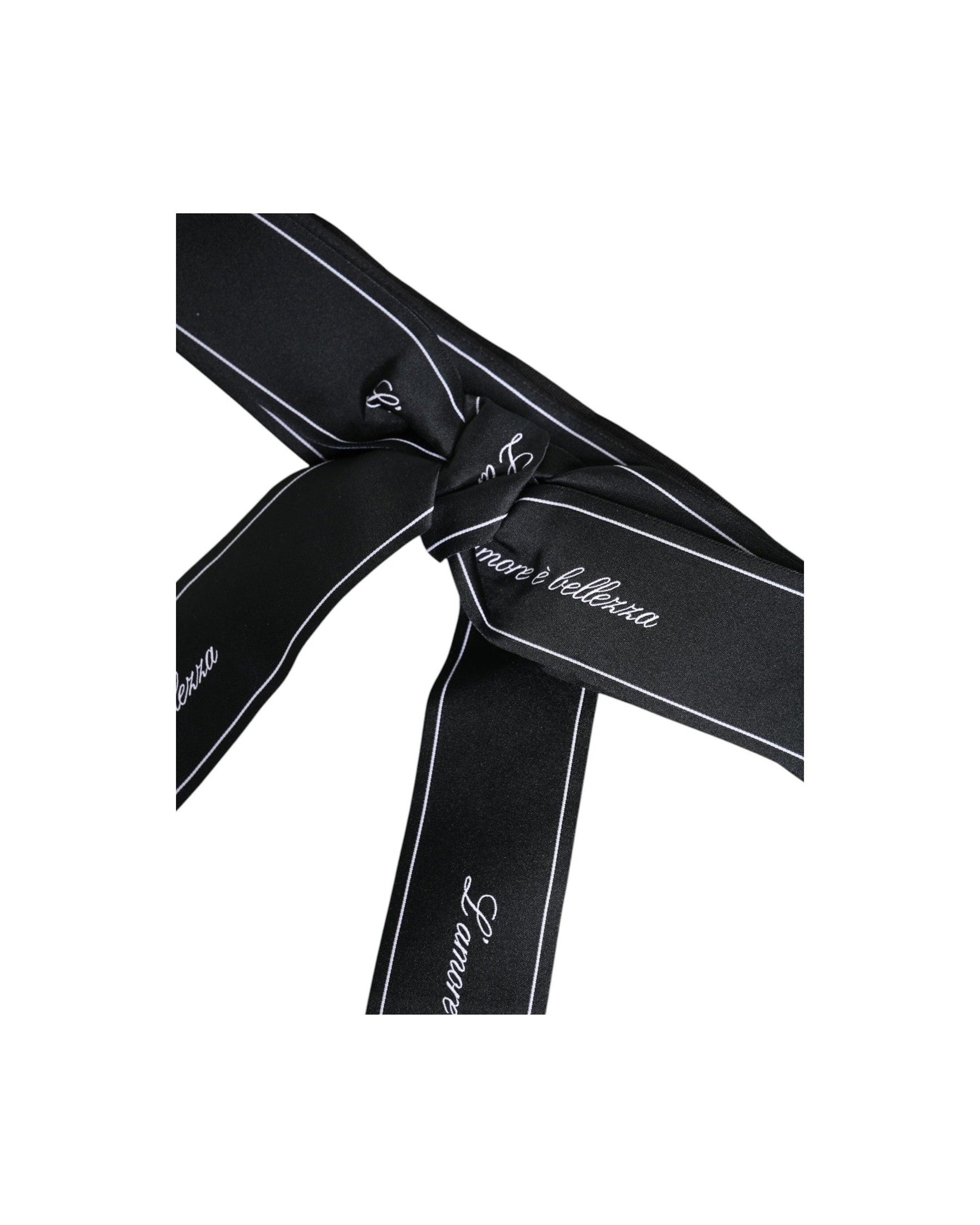 Dolce & Gabbana Black Waist Ribbon Wide Bow Logo Belt Glam Steals