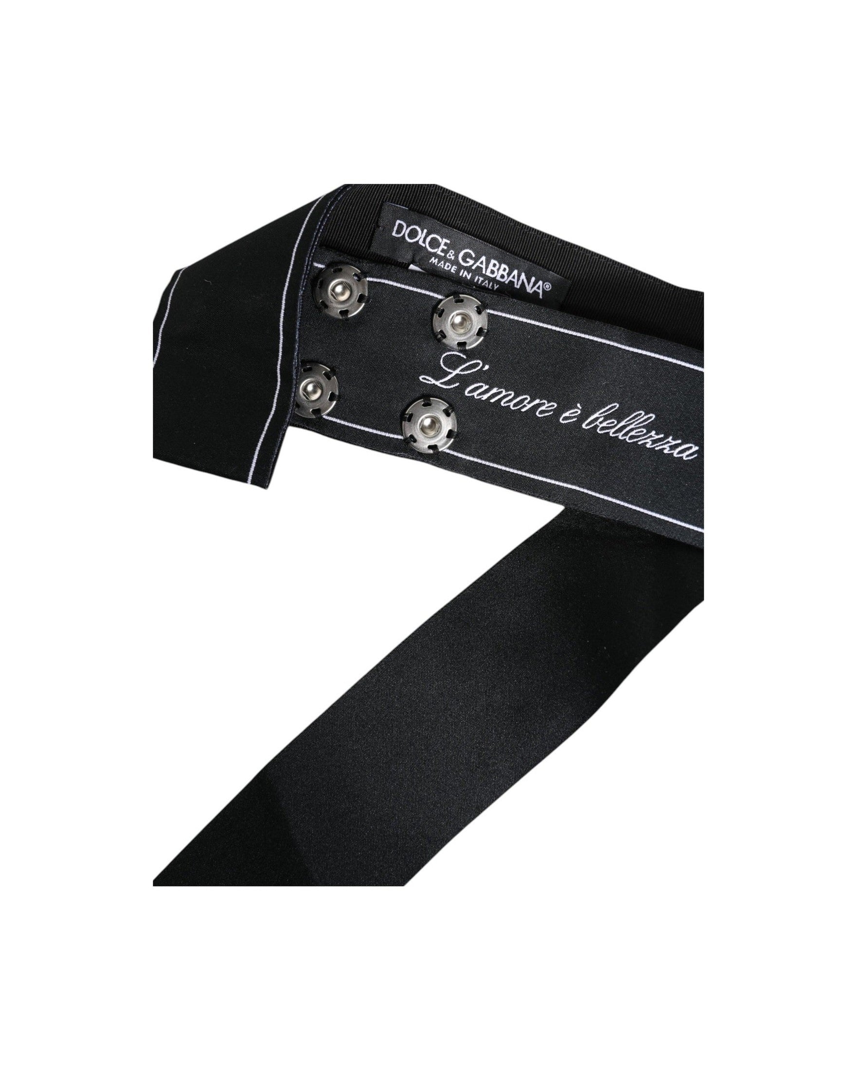 Dolce & Gabbana Black Waist Ribbon Wide Bow Logo Belt Glam Steals