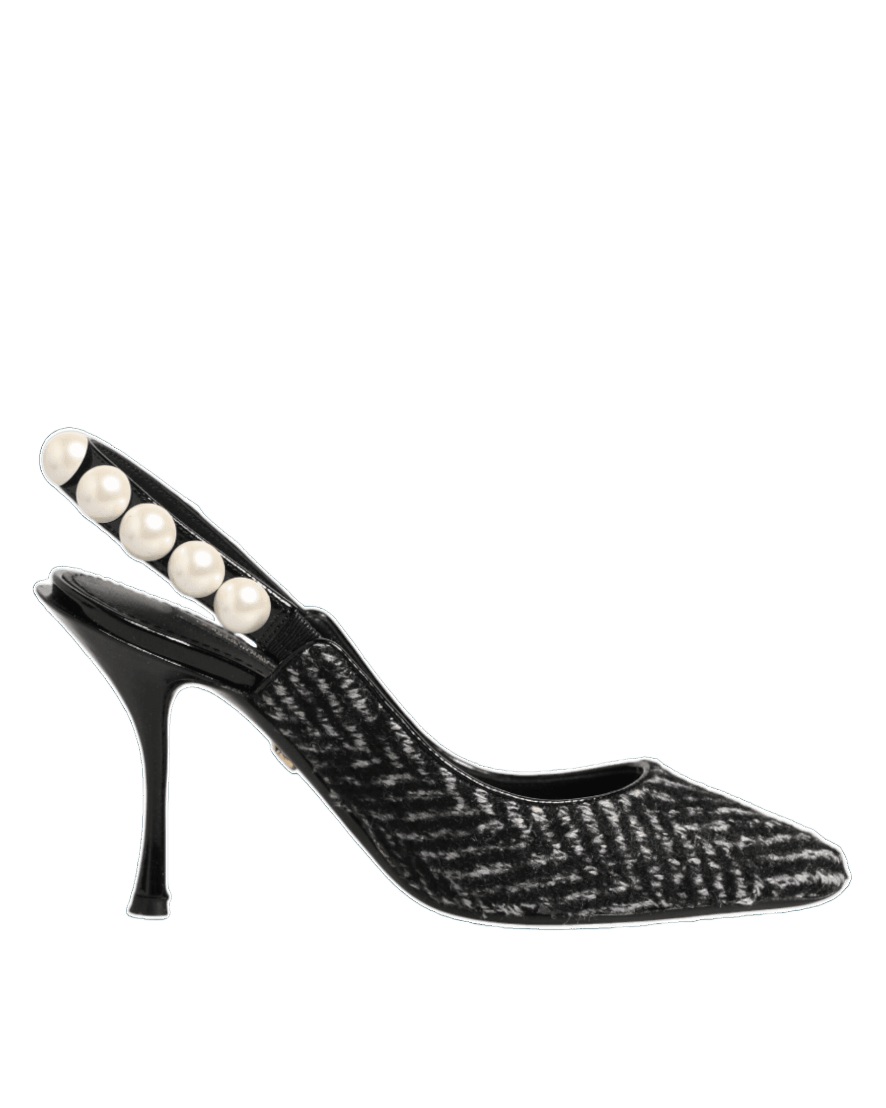 Dolce & Gabbana Black White Chevron Faux Pearl Slingbacks Shoes Glam Steals