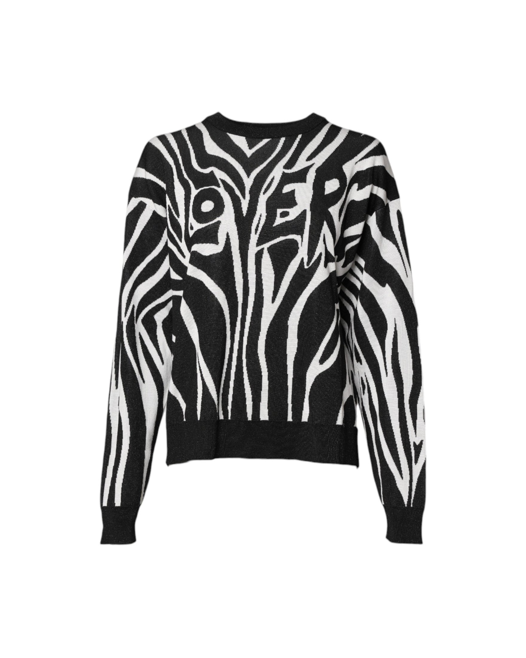 Dolce & Gabbana Black White Print Pullover Sweater Sweaters