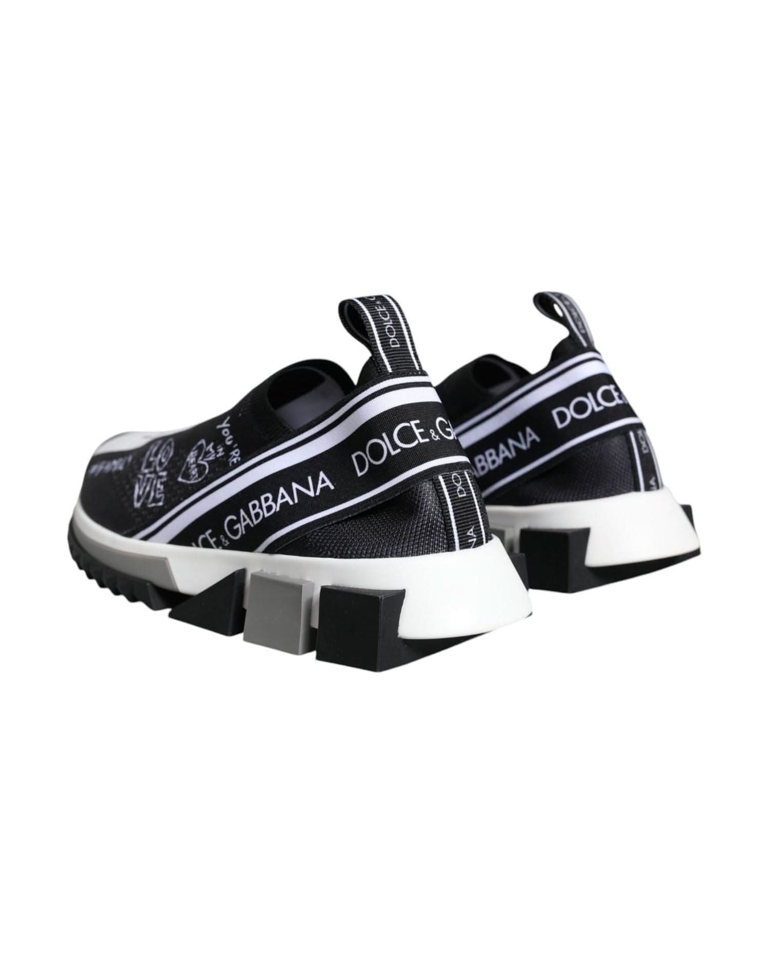 Dolce & Gabbana Black White Sorrento Low Top Sneakers Shoes Sneakers