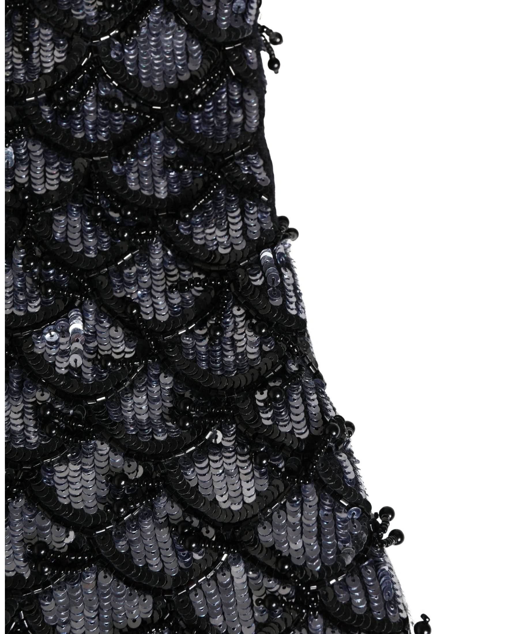 Dolce & Gabbana Black Wool Crystal Embellished Balaclava Hat