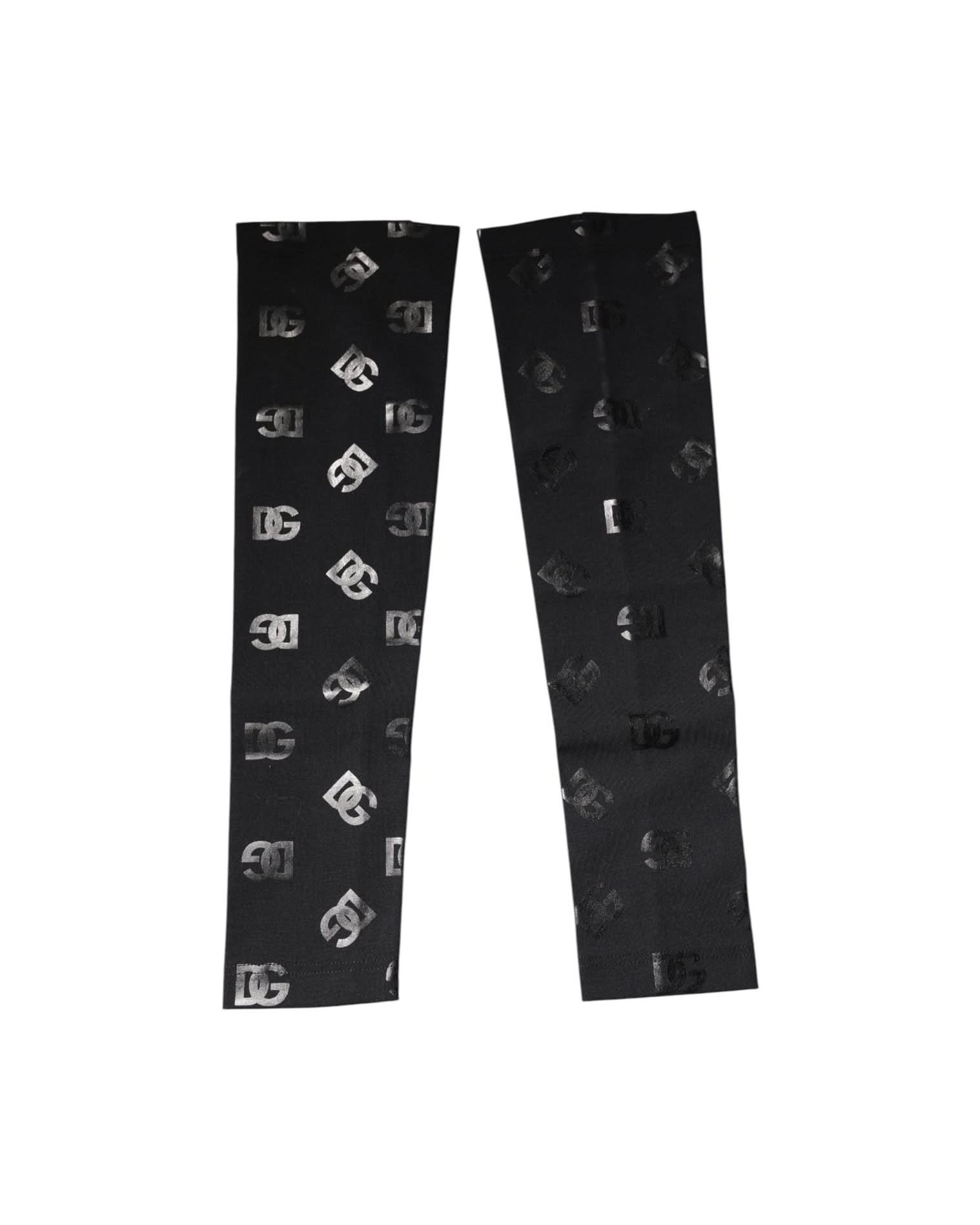 Dolce & Gabbana Black Wool Dg Logo Monogram Stretch Arm Sleeves Arm Warmers & Sleeves