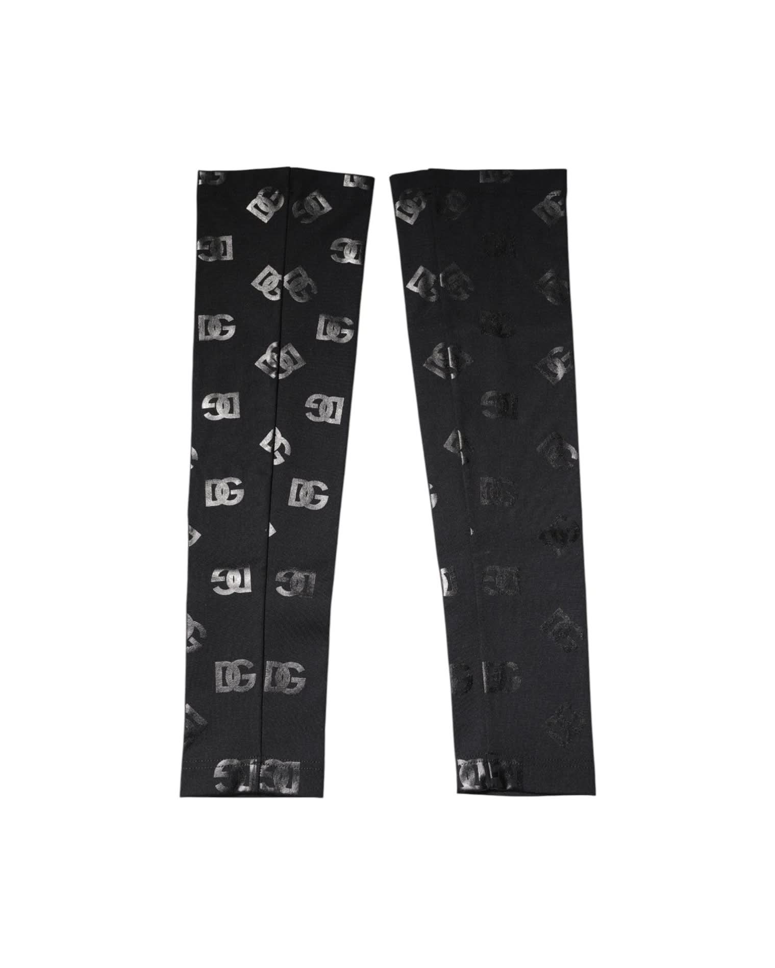 Dolce & Gabbana Black Wool Dg Logo Monogram Stretch Arm Sleeves Arm Warmers & Sleeves
