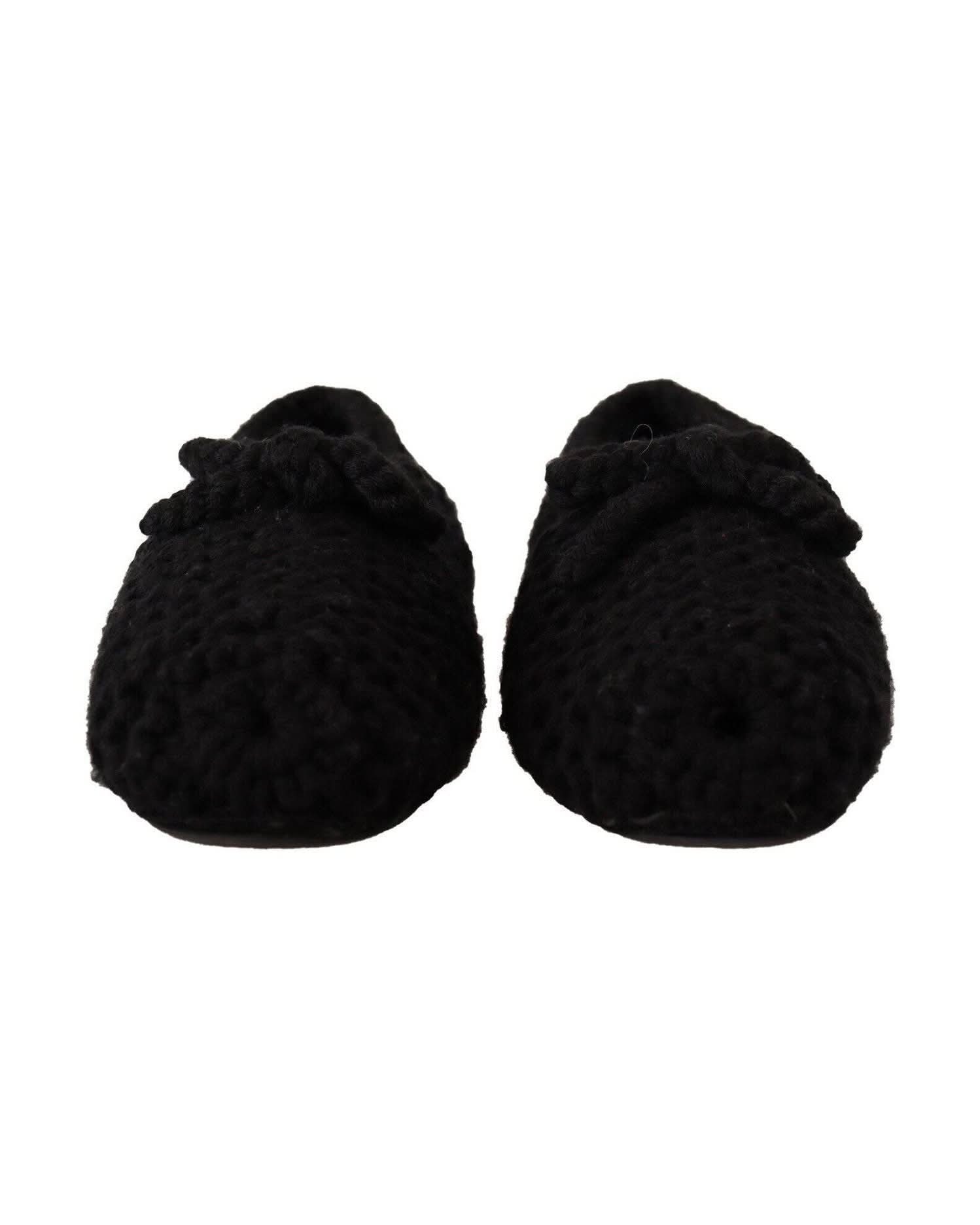 Dolce & Gabbana Black Wool Elegant Knit Ballet Flats Flats