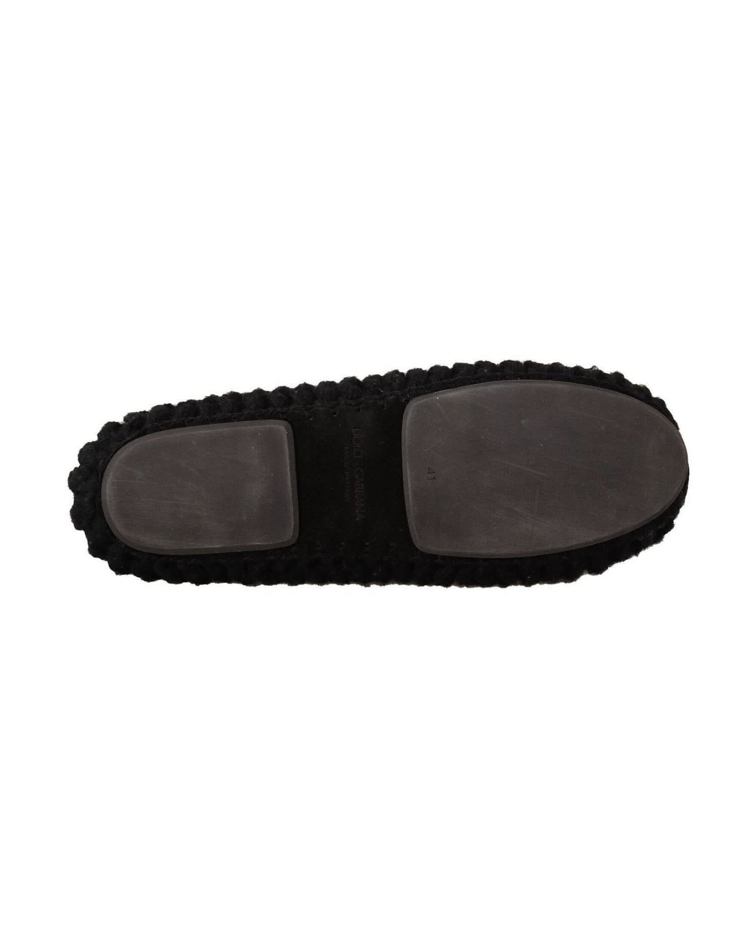 Dolce & Gabbana Black Wool Elegant Knit Ballet Flats Flats