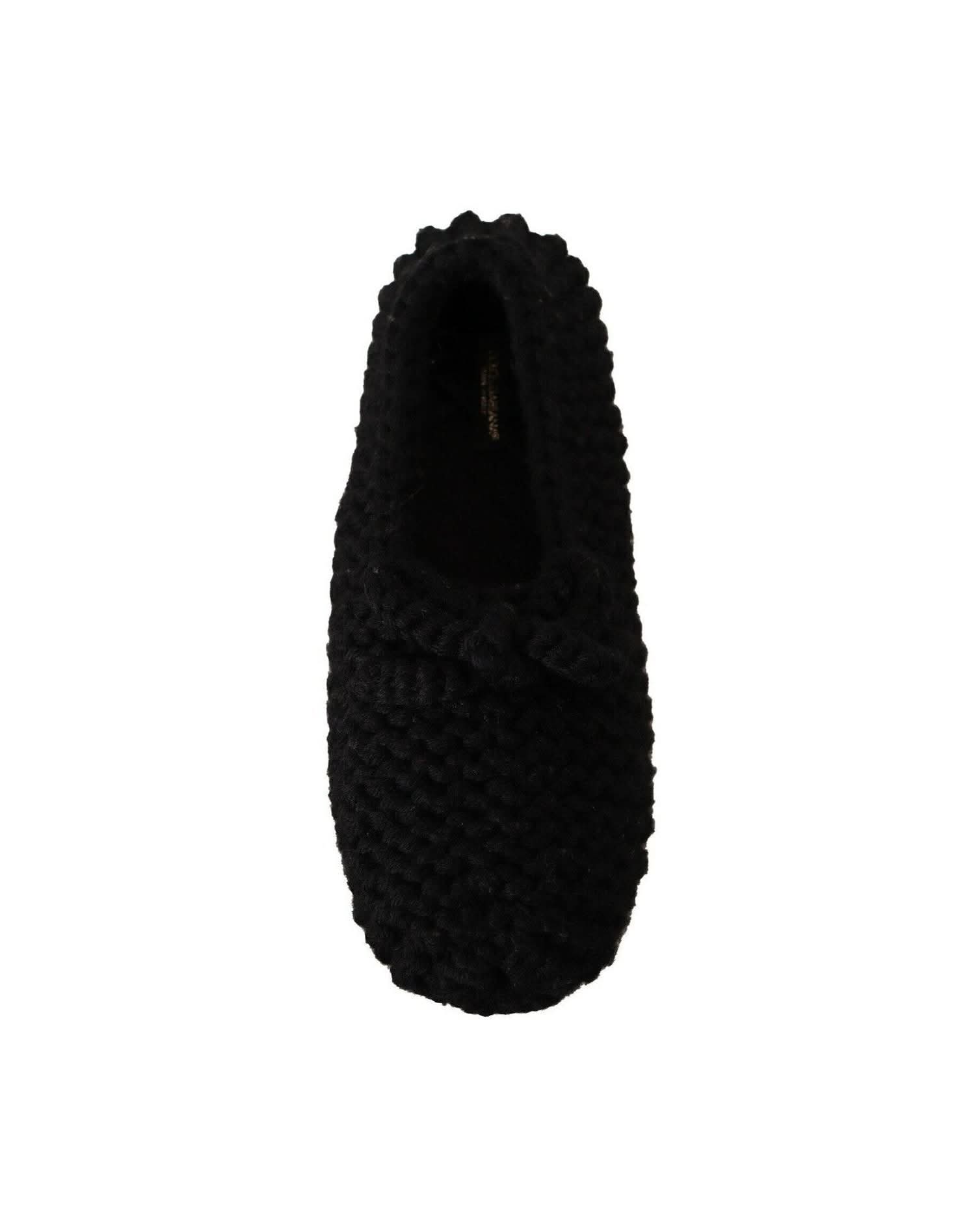 Dolce & Gabbana Black Wool Elegant Knit Ballet Flats Flats