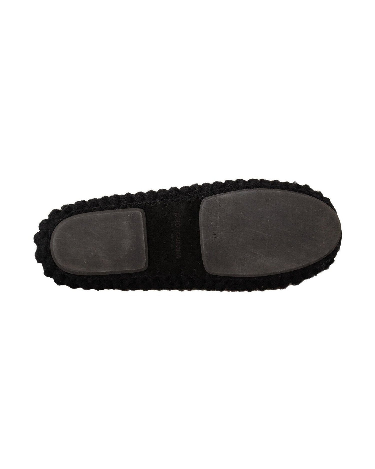 Dolce & Gabbana Black Wool Elegant Knit Ballet Flats Glam Steals