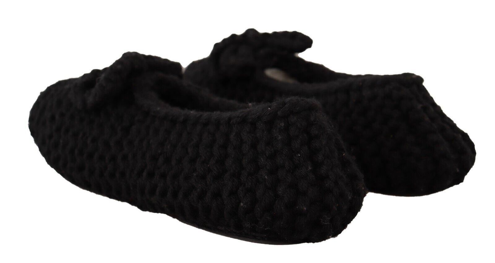 Dolce & Gabbana Black Wool Elegant Knit Ballet Flats Glam Steals