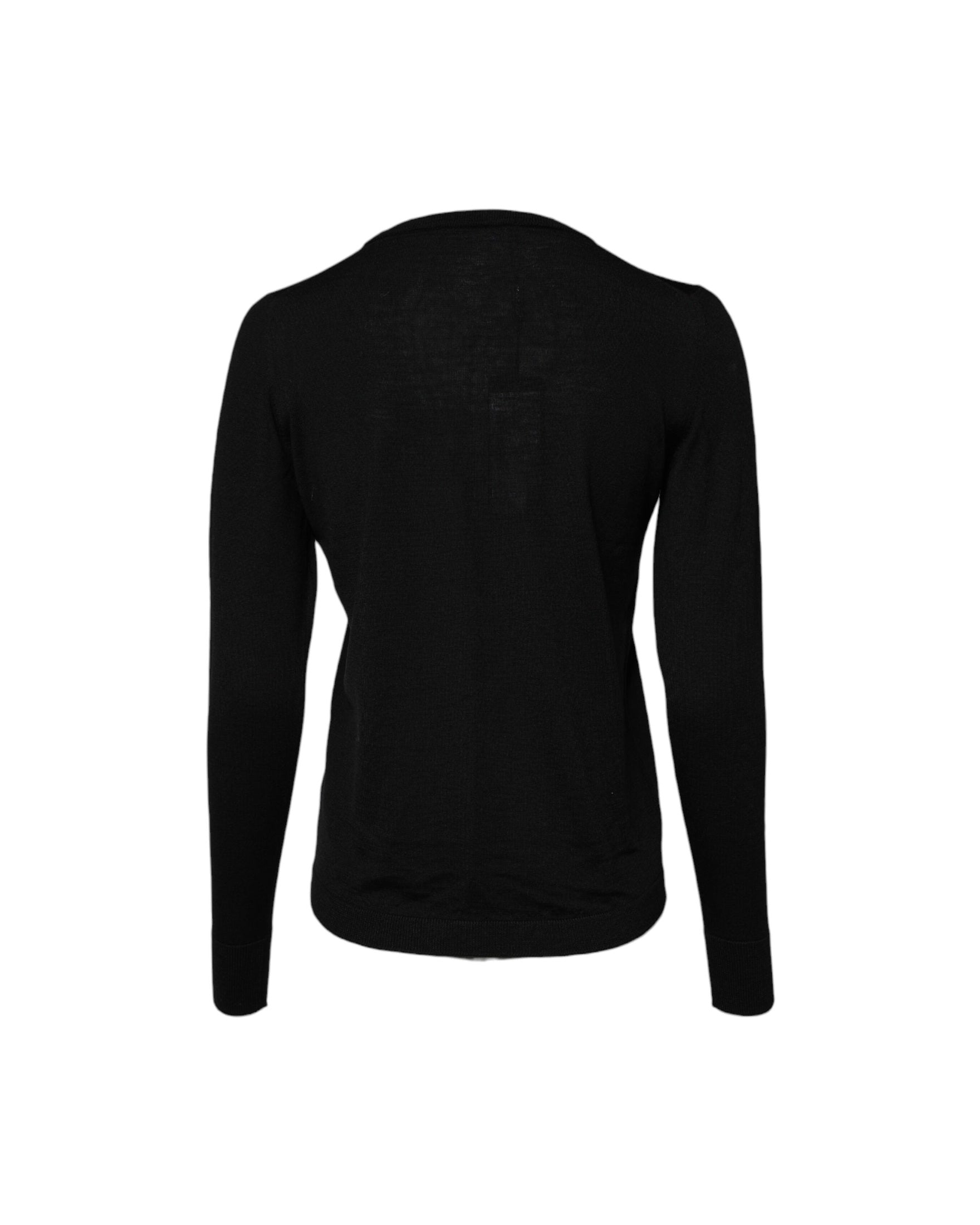 Dolce & Gabbana Black Wool Knit Crew Neck Pullover Sweater Glam Steals