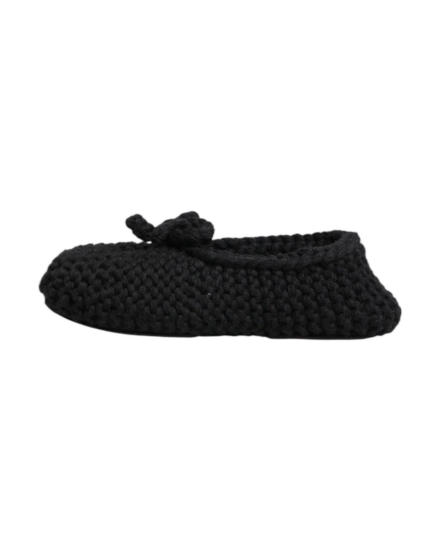 Dolce & Gabbana Black Wool Knit Slip On Ballerina Flats Shoes Shoes