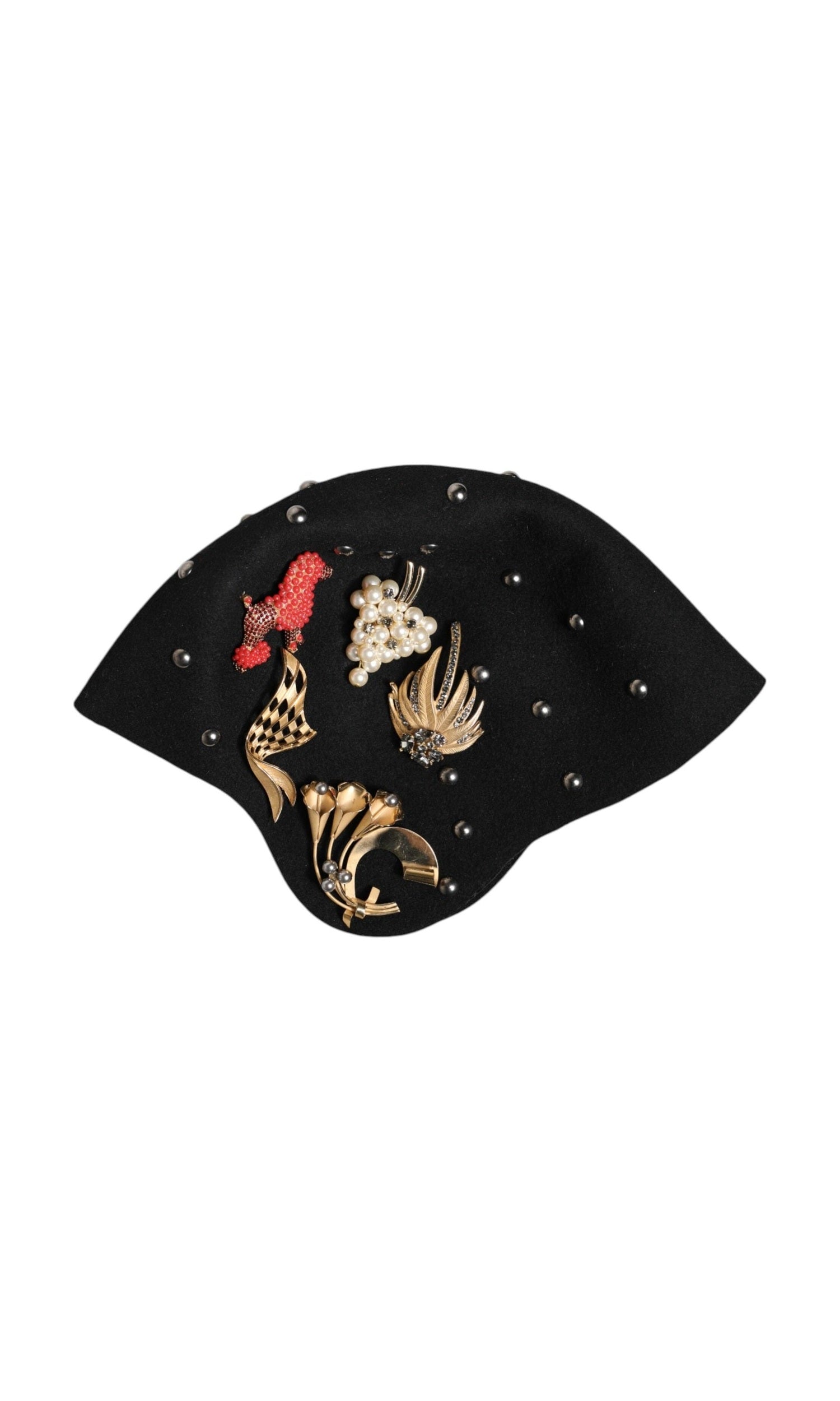 Dolce & Gabbana Black Wool Multicolor Embellished Cloche Hat Glam Steals