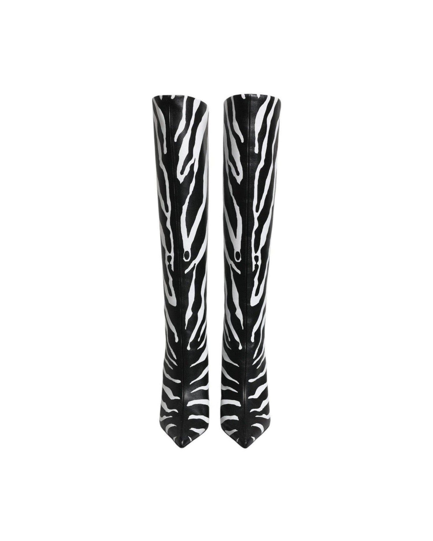 Dolce & Gabbana Black White Zebra Heels High Boots Shoes Glam Steals