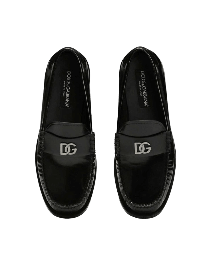 Dolce & Gabbana Black and Calfskin Slip On Loafers Glam Steals