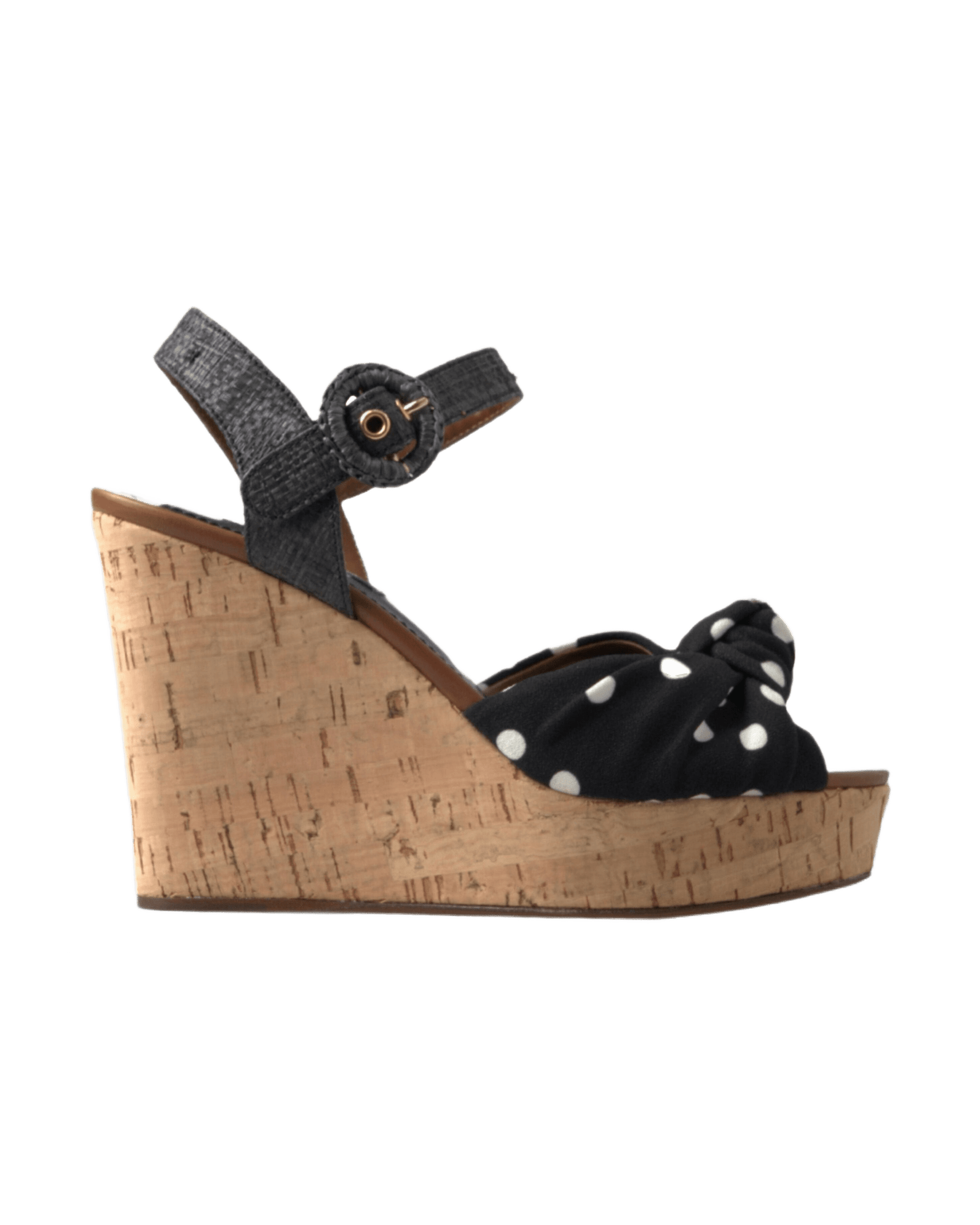 Dolce & Gabbana Black And Wedges Polka Dotted Ankle Strap Shoes Sandals Sandals