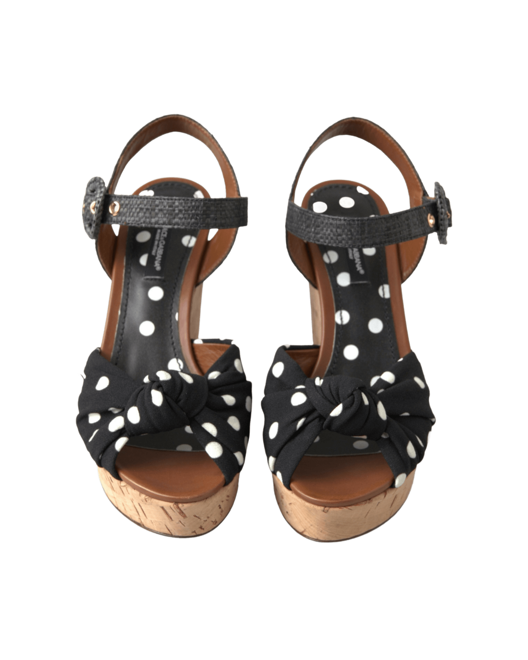 Dolce & Gabbana Black And Wedges Polka Dotted Ankle Strap Shoes Sandals Sandals