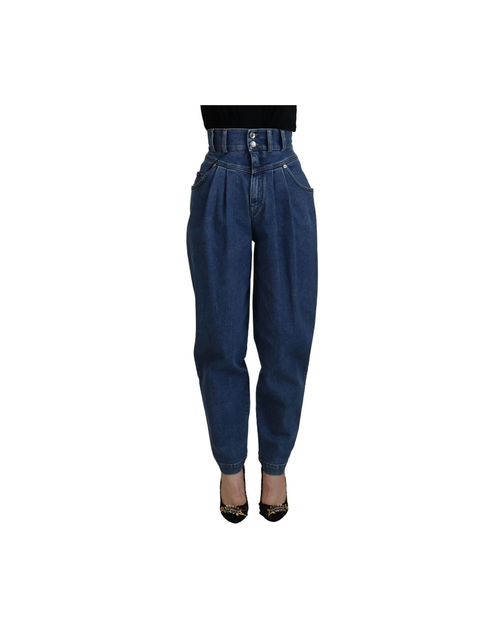 Dolce & Gabbana Blue Cotton High Waisted Jean