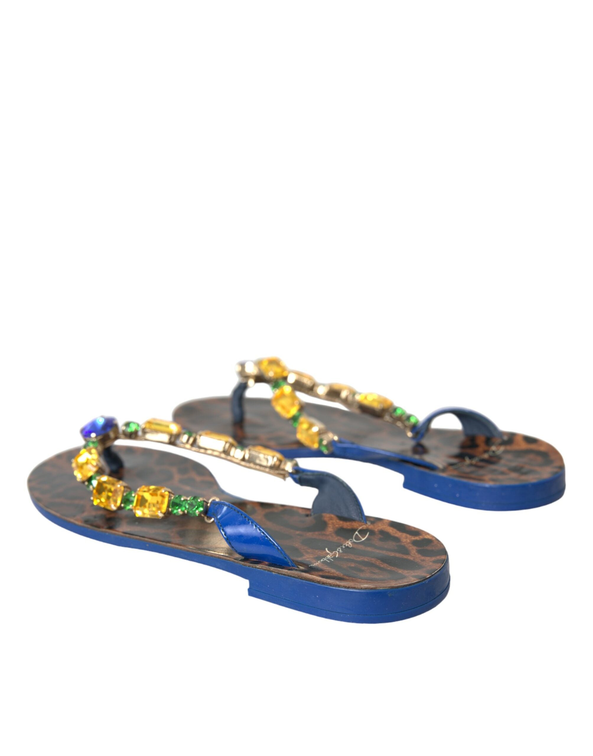 Dolce & Gabbana Blue Crystal Calf Leather Beachwear Shoes Glam Steals