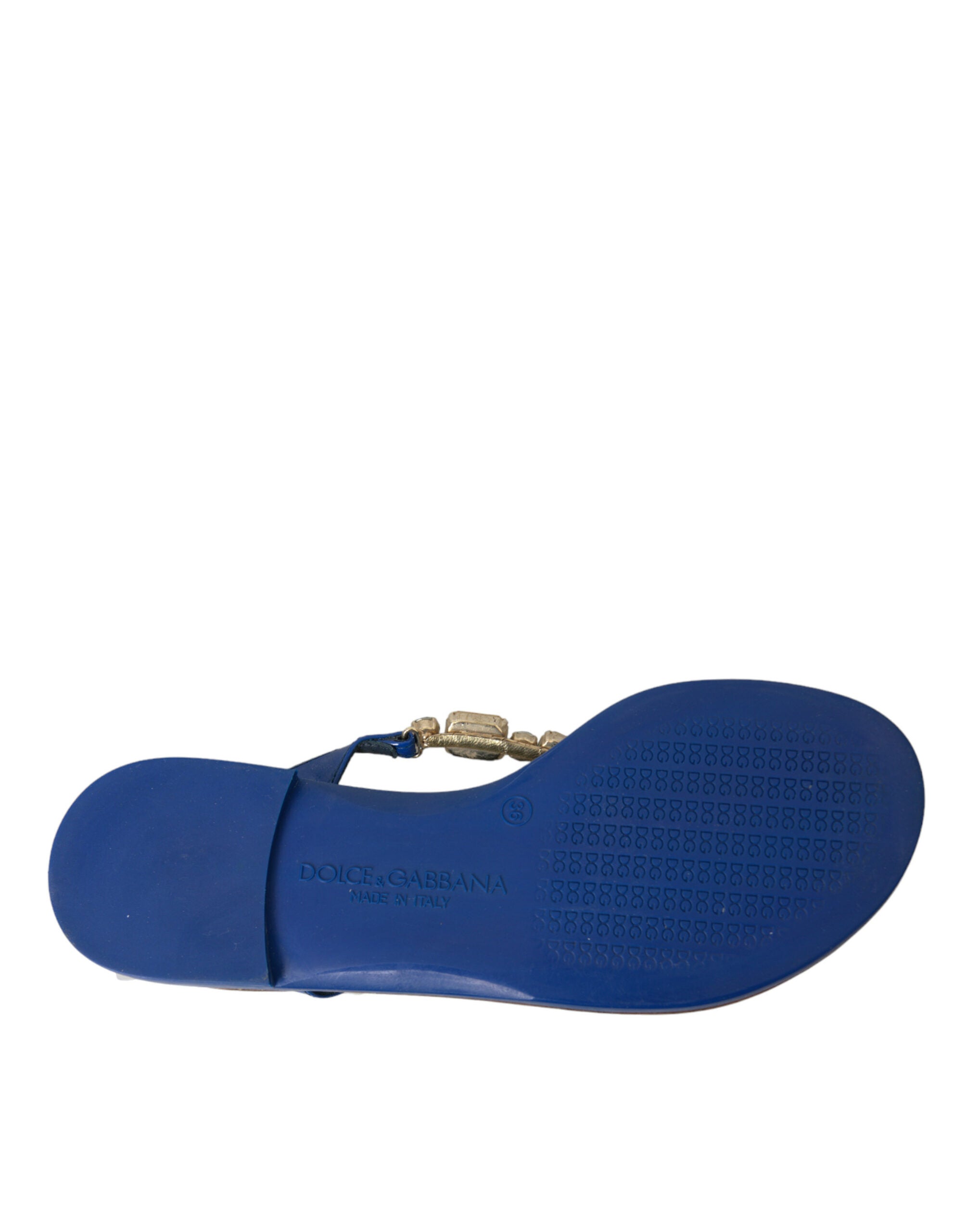 Dolce & Gabbana Blue Crystal Calf Leather Beachwear Shoes Glam Steals