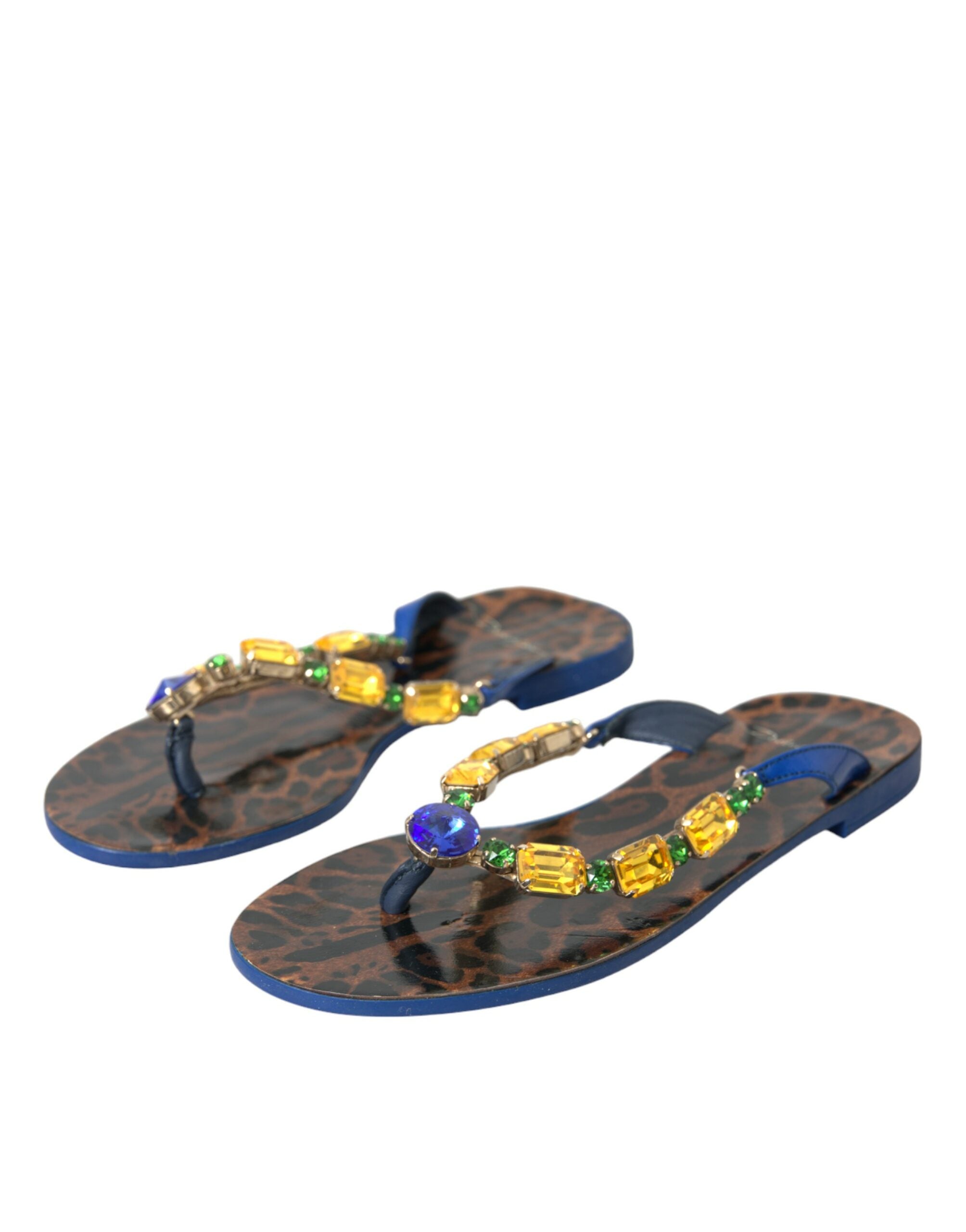 Dolce & Gabbana Blue Crystal Calf Leather Beachwear Shoes Glam Steals