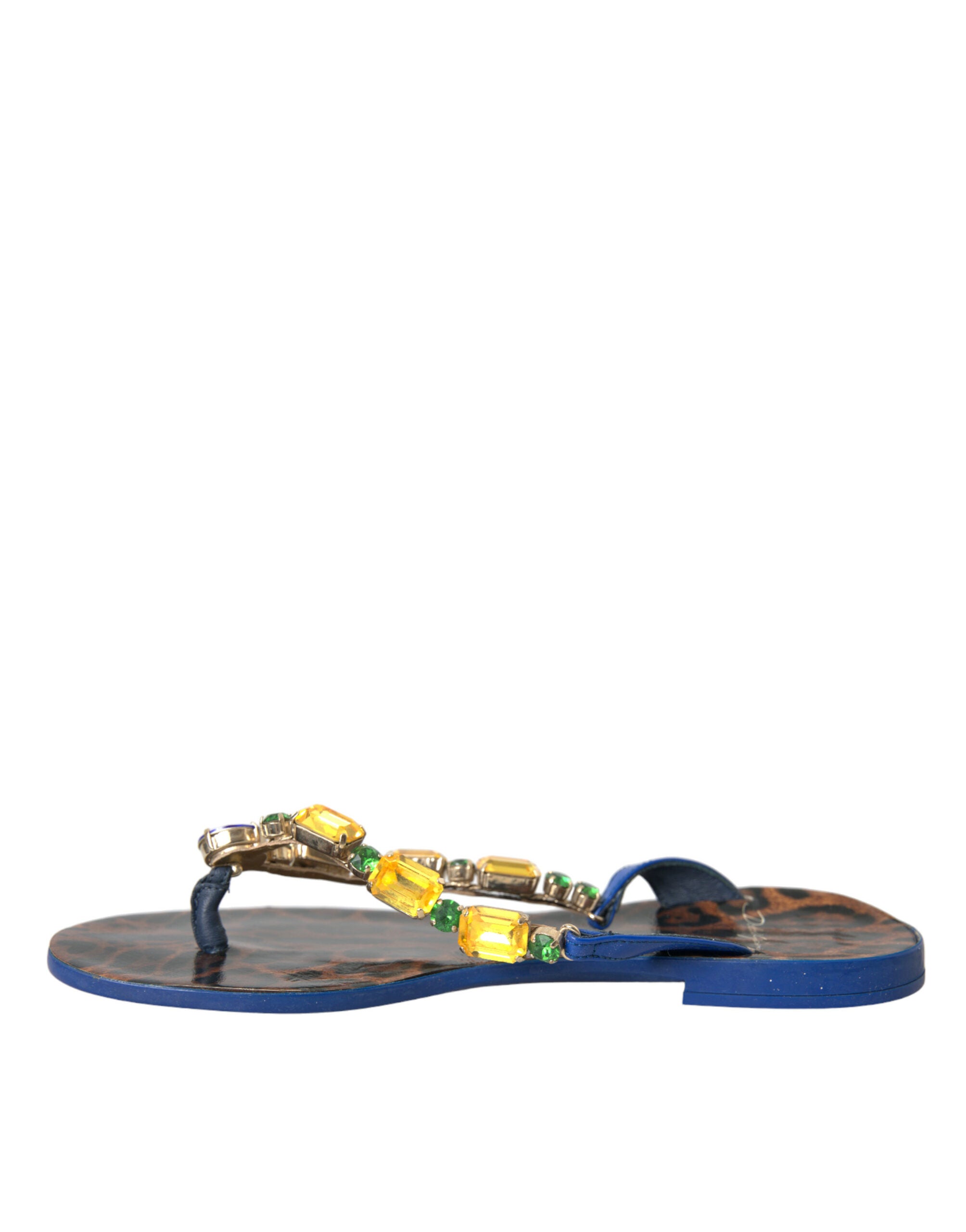 Dolce & Gabbana Blue Crystal Calf Leather Beachwear Shoes Glam Steals
