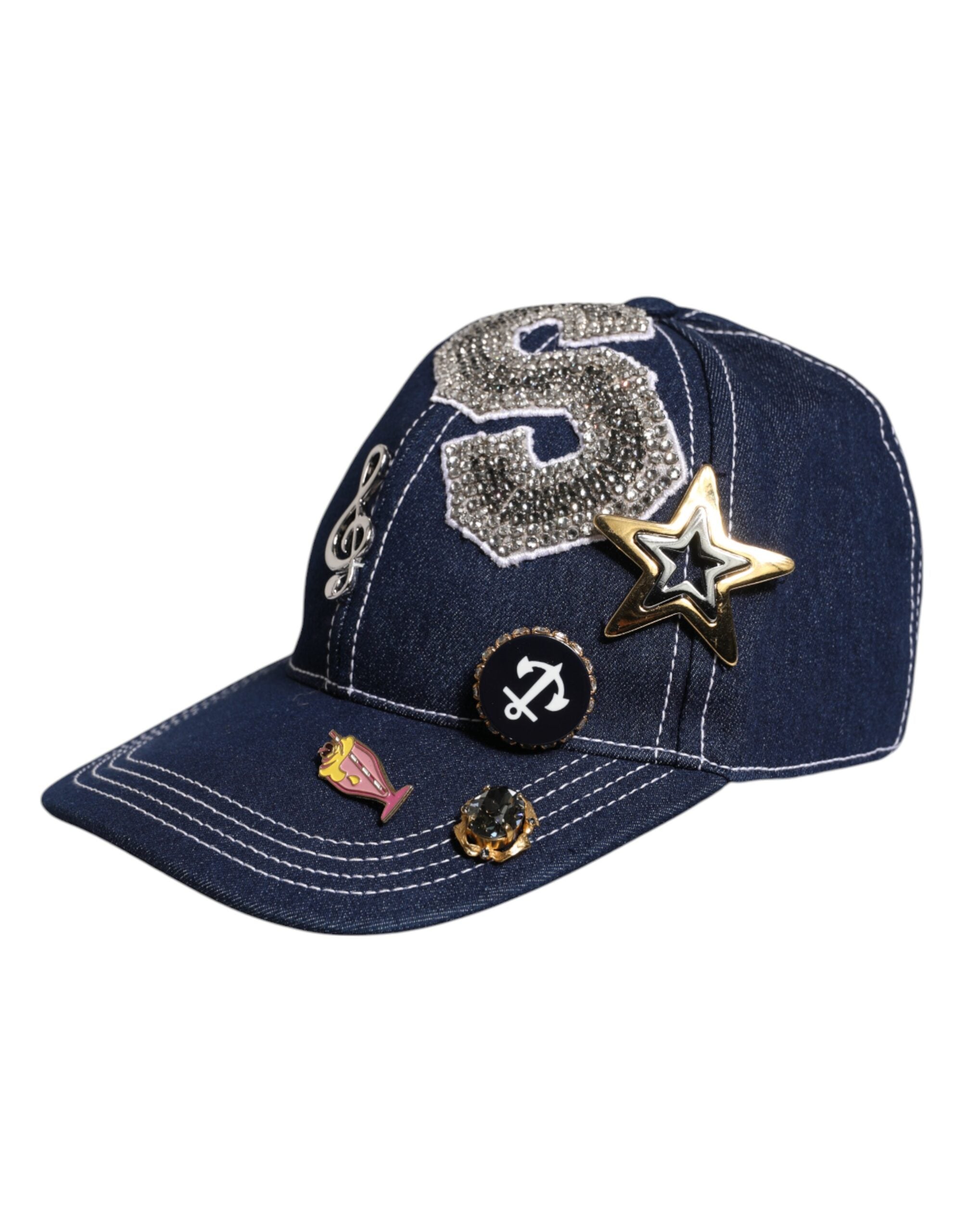 Dolce & Gabbana Blue Crystal Embellishment Baseball Cap Glam Steals