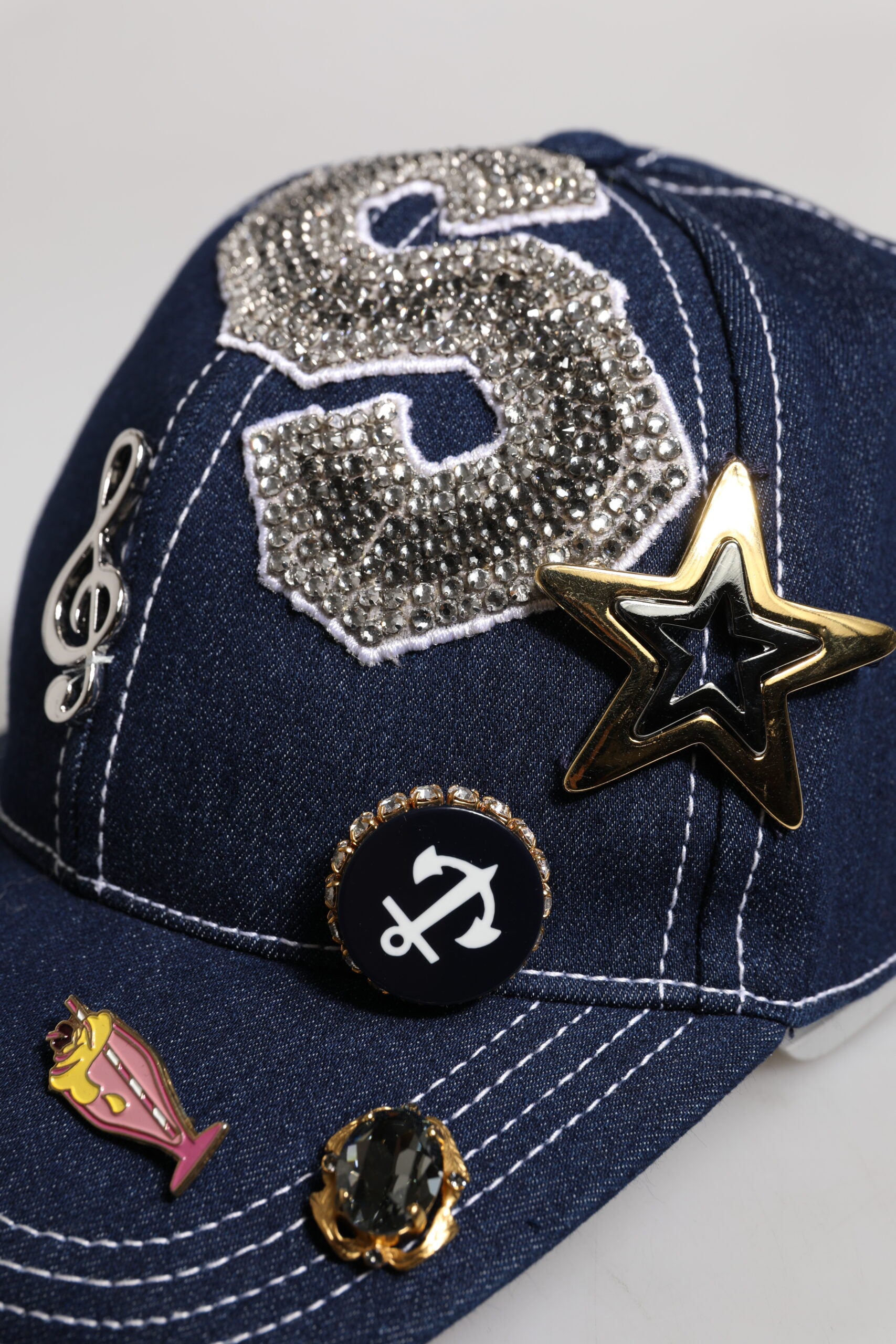 Dolce & Gabbana Blue Crystal Embellishment Baseball Cap Glam Steals