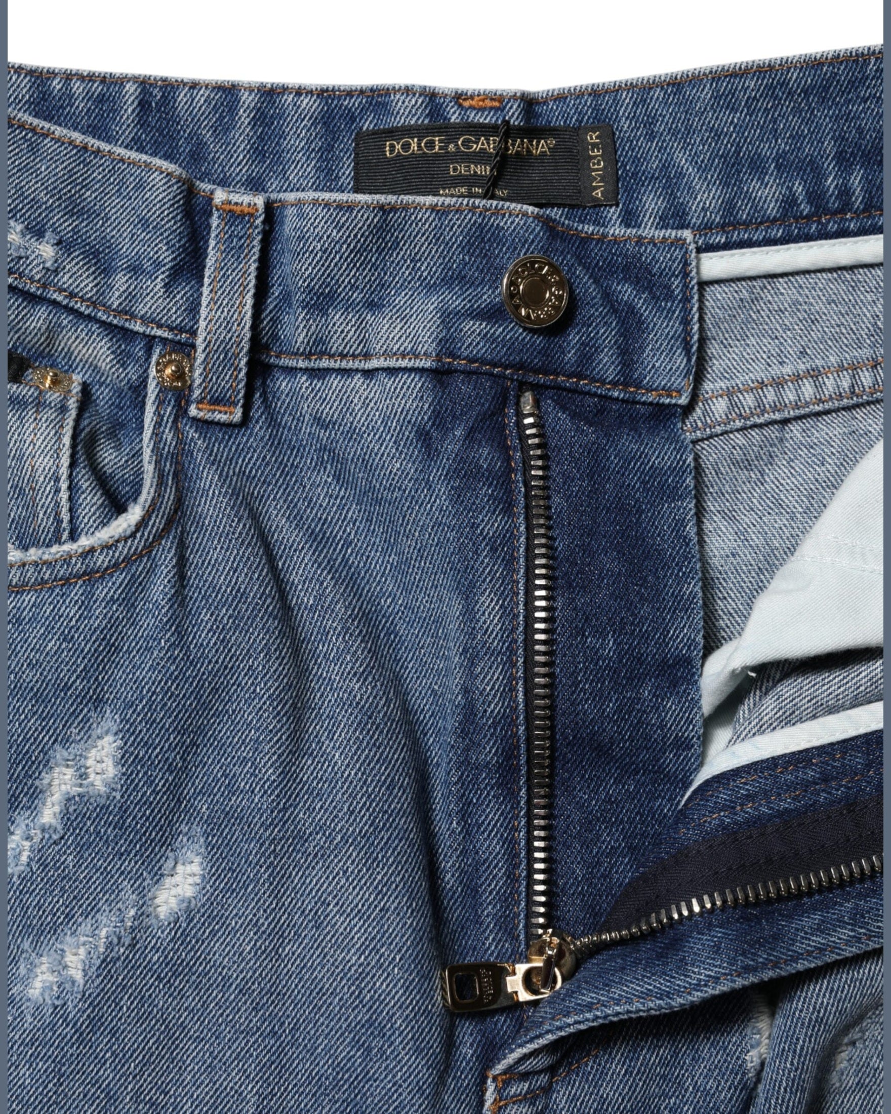 Dolce & Gabbana Blue Denim Amber Tattered High Waist Jeans Glam Steals