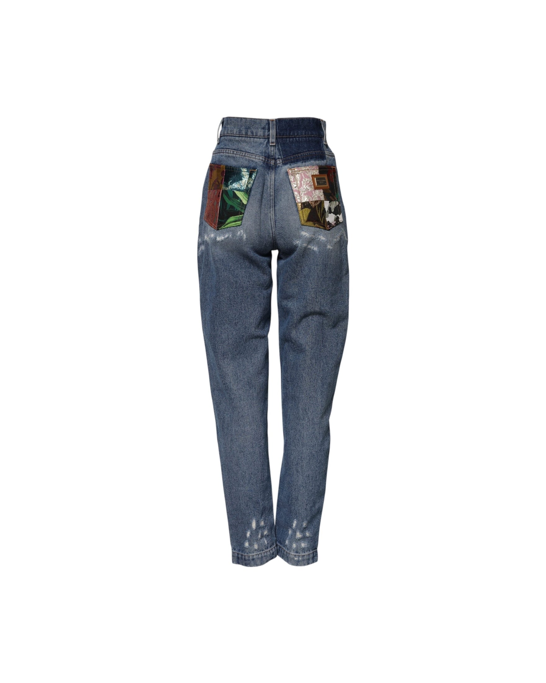 Dolce & Gabbana Blue Denim Amber Tattered High Waist Jeans Glam Steals