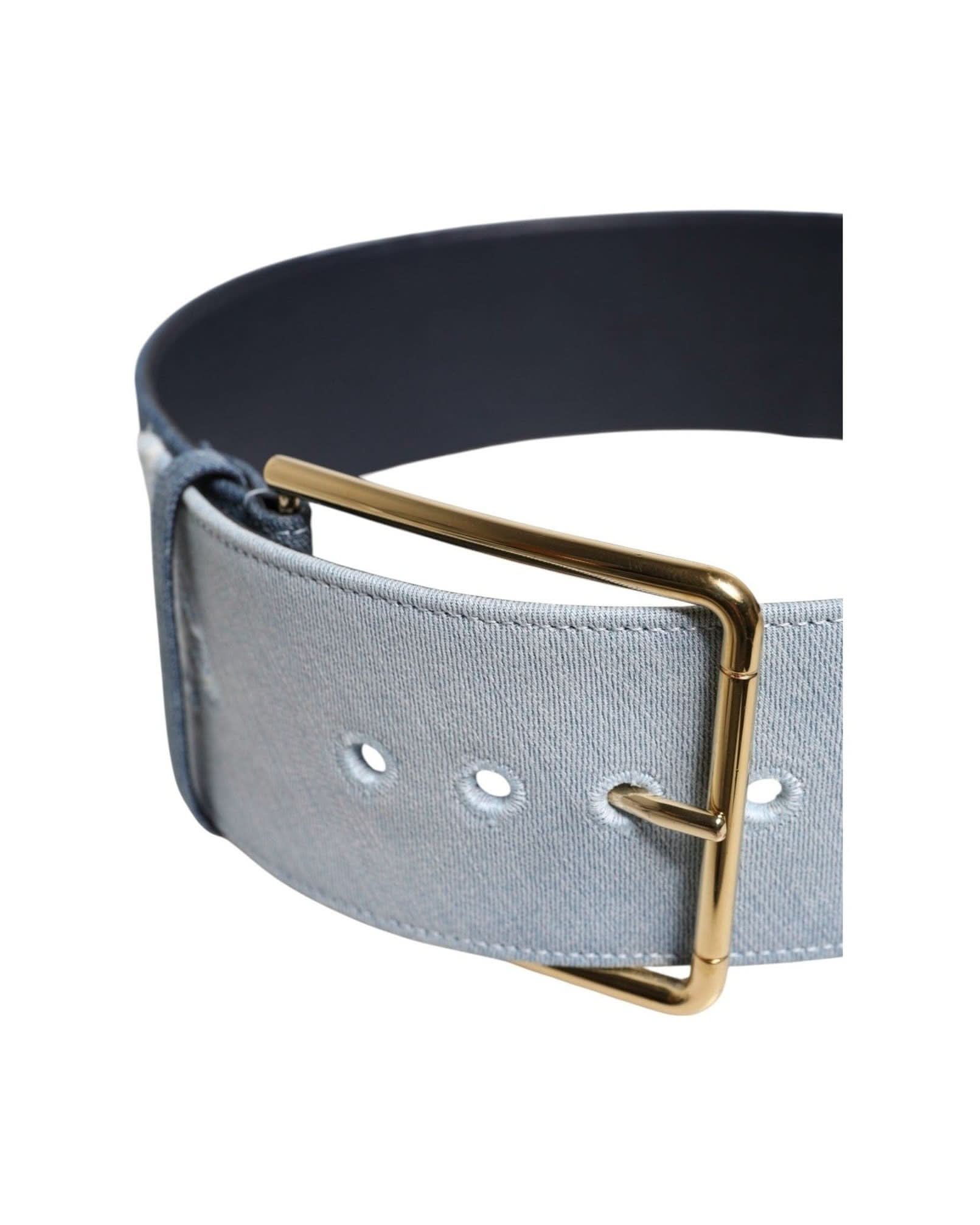 Dolce & Gabbana Blue Denim Two Tone Metal Buckle Belt Belts