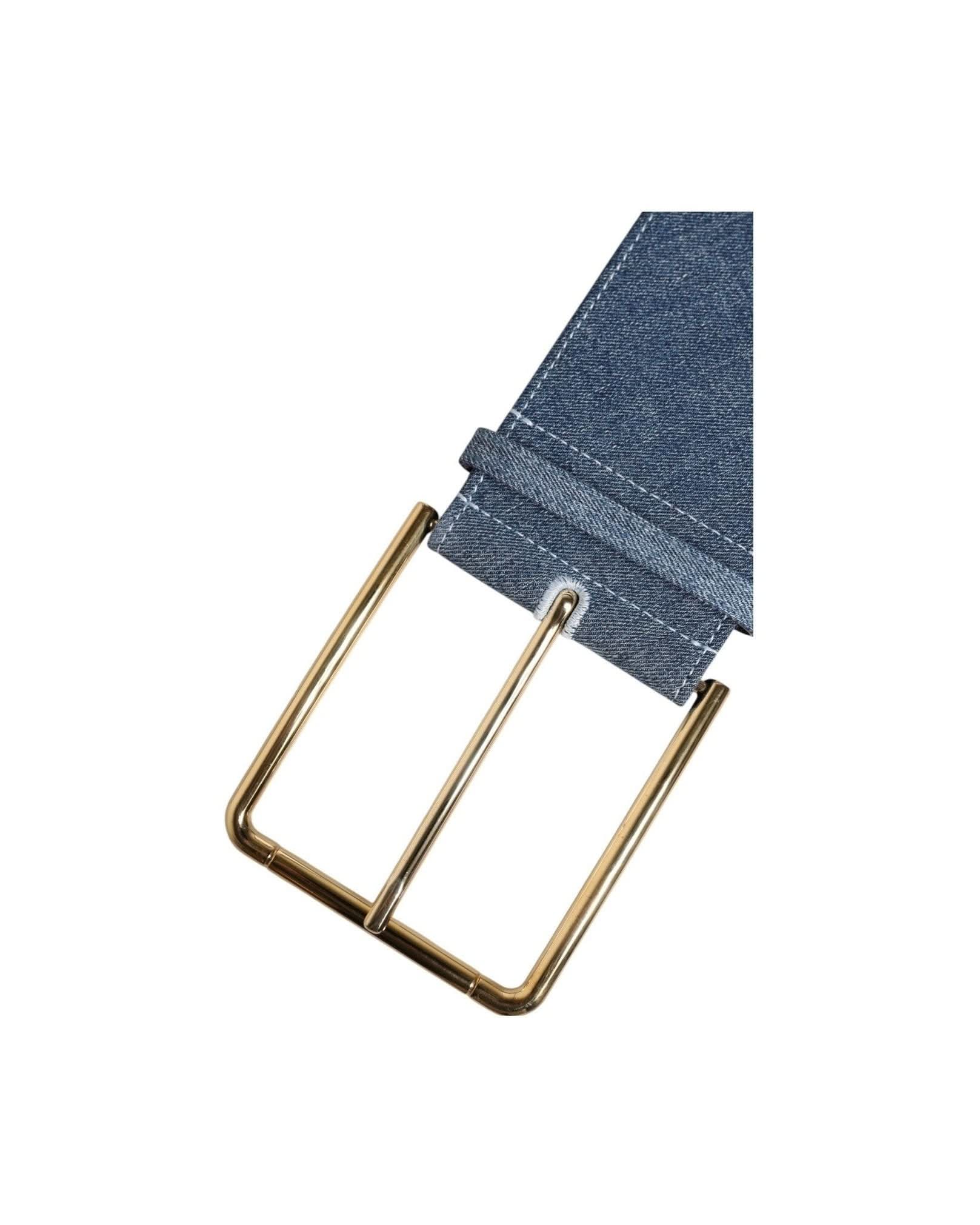 Dolce & Gabbana Blue Denim Two Tone Metal Buckle Belt Belts