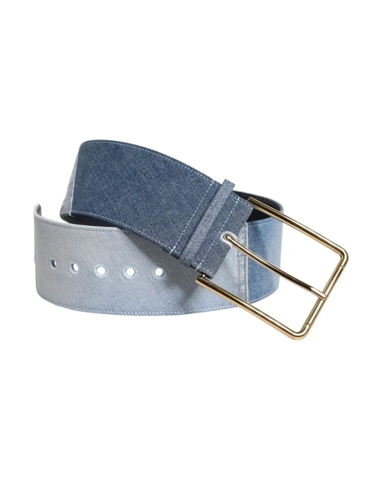 Dolce & Gabbana Blue Denim Two Tone Metal Buckle Belt Belts