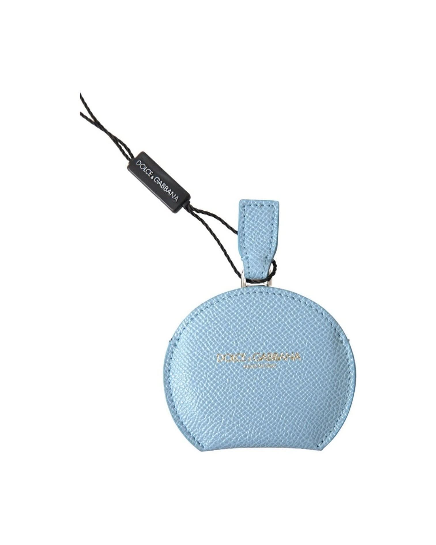 Dolce & Gabbana Blue Elegant Leather Mirror Holder In Light Face Mirrors