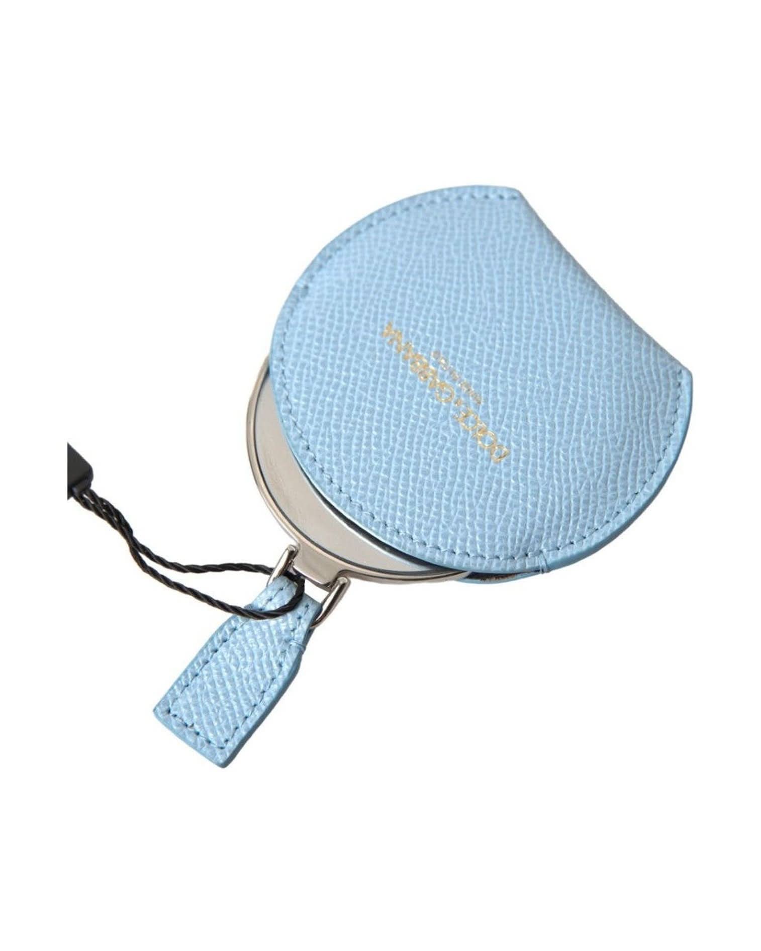 Dolce & Gabbana Blue Elegant Leather Mirror Holder In Light Face Mirrors