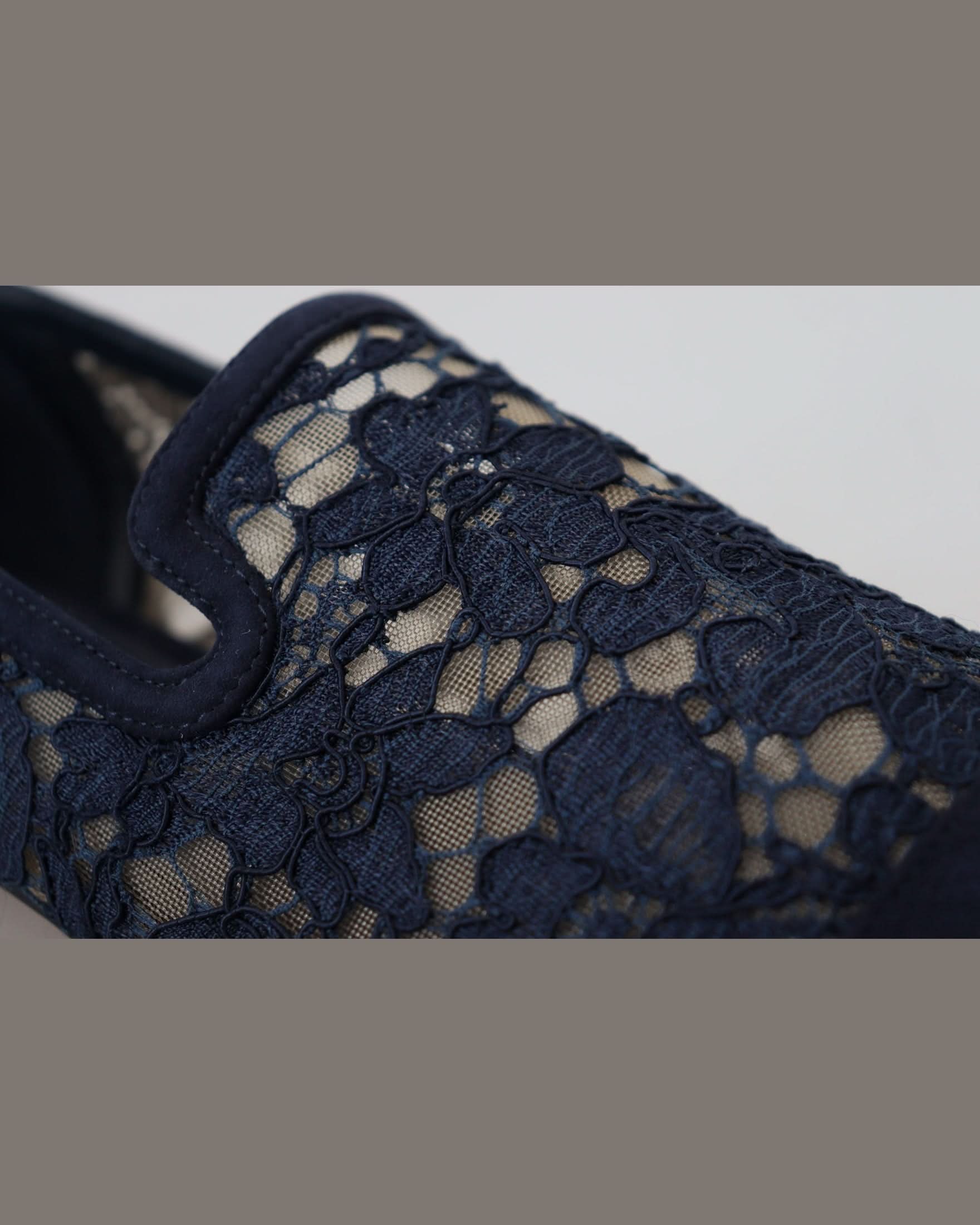 Dolce & Gabbana Blue Lace Floral Slip Ons Loafers Flats