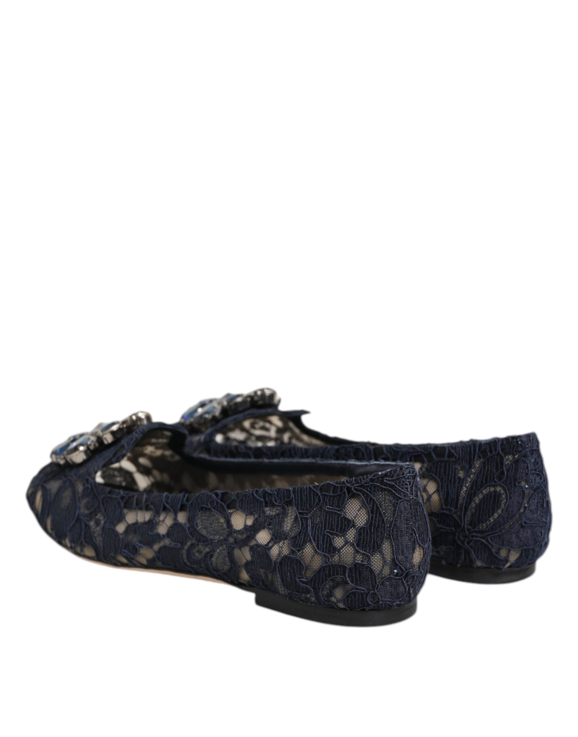 Dolce & Gabbana Blue Lace Taormina Crystals Flats Shoes Glam Steals