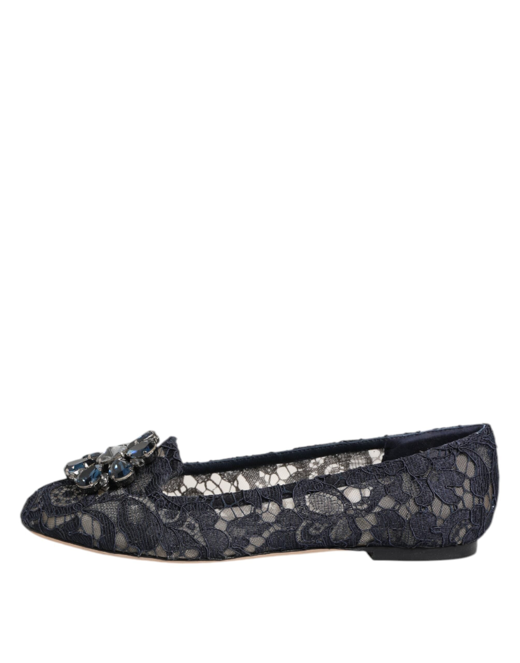 Dolce & Gabbana Blue Lace Taormina Crystals Flats Shoes Glam Steals