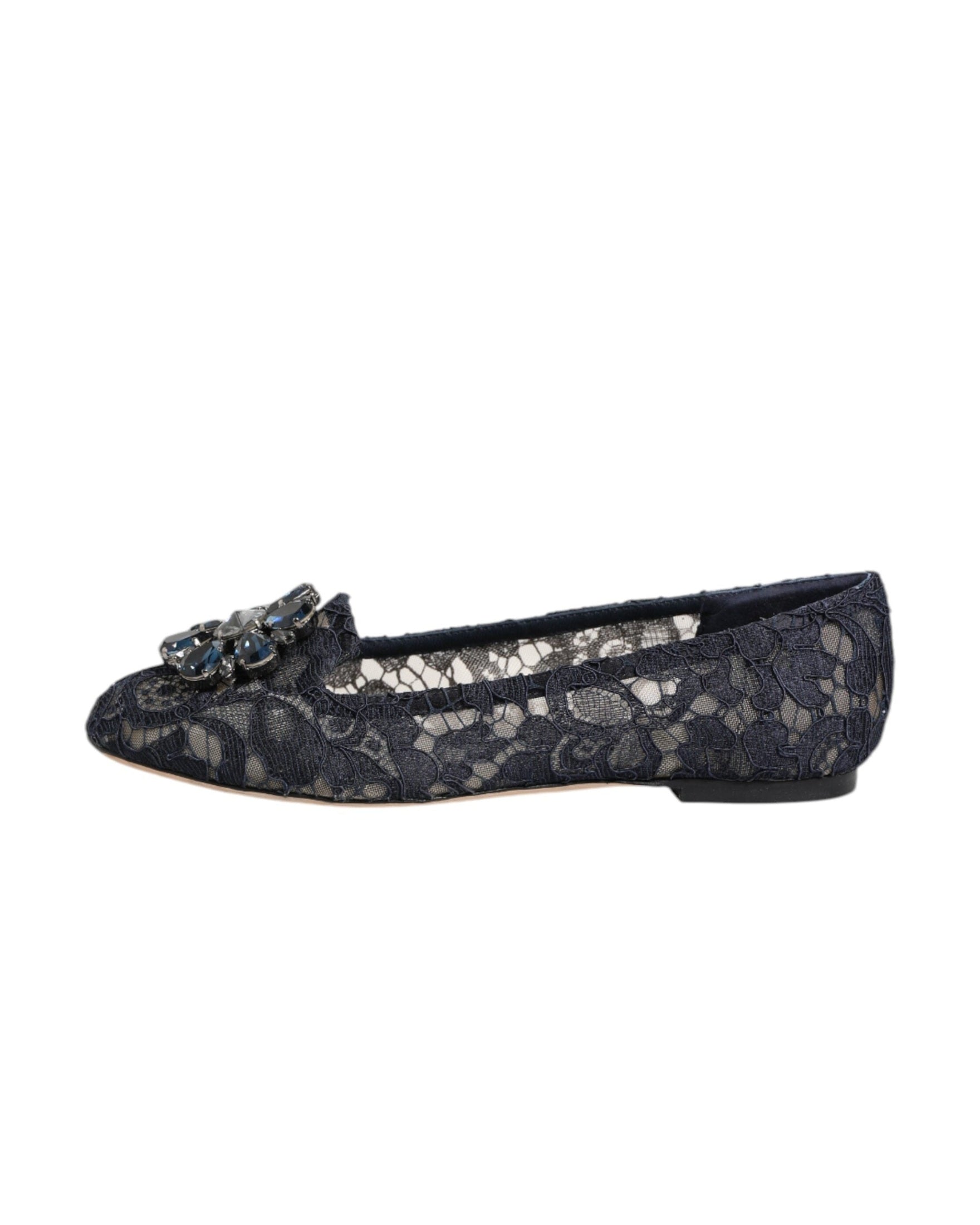 Dolce & Gabbana Blue Lace Taormina Crystals Flats Shoes Glam Steals