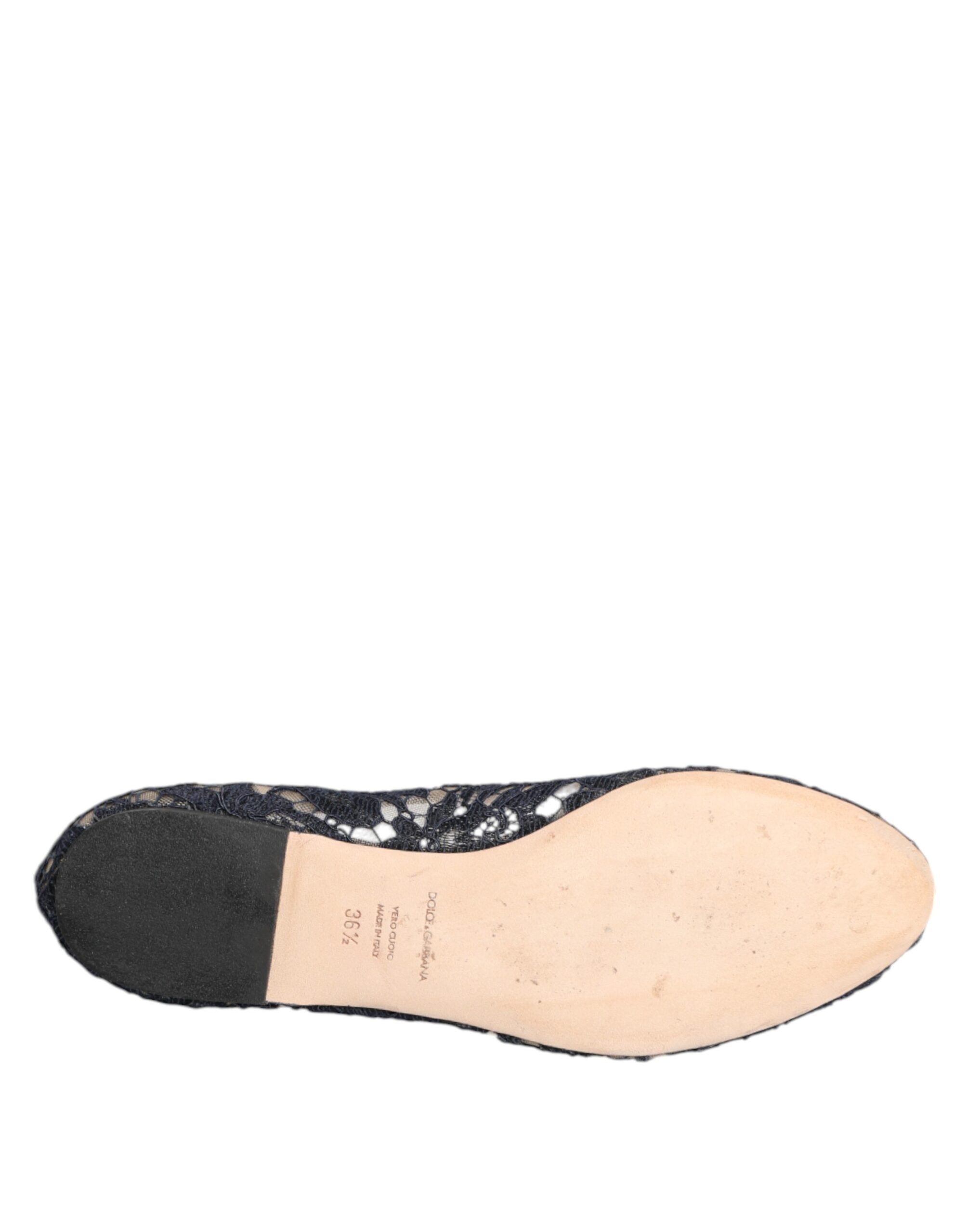 Dolce & Gabbana Blue Lace Taormina Crystals Flats Shoes Glam Steals