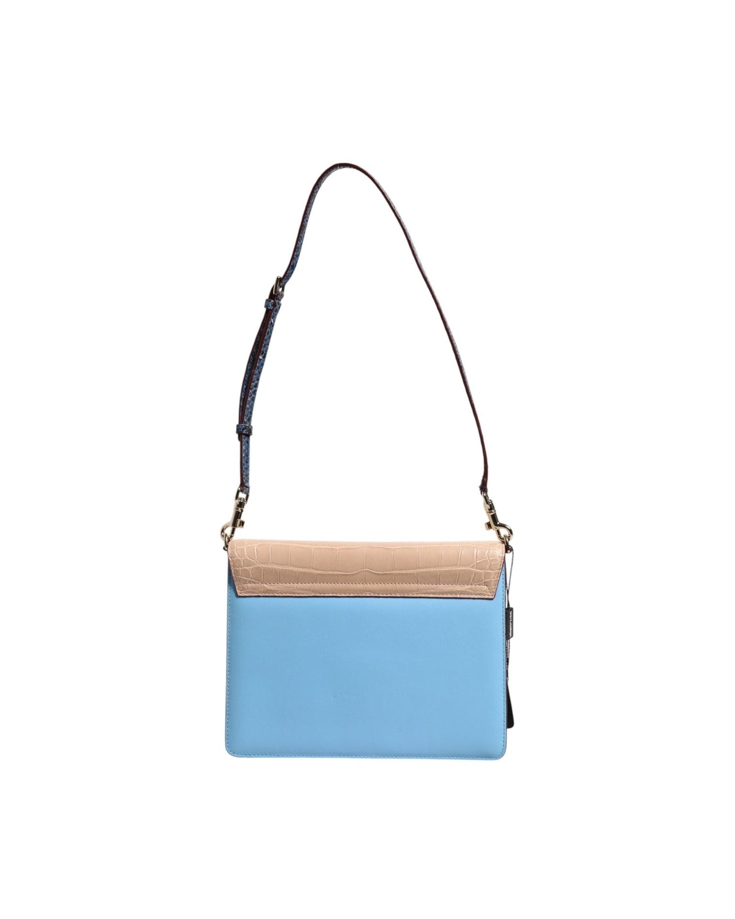 Dolce & Gabbana Blue Leather Beige Exotic Lucia Crossbody Bag Glam Steals