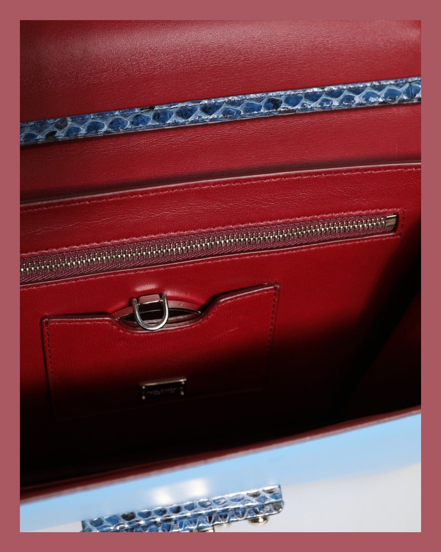 Dolce & Gabbana Blue Leather Beige Exotic Lucia Crossbody Bag Glam Steals