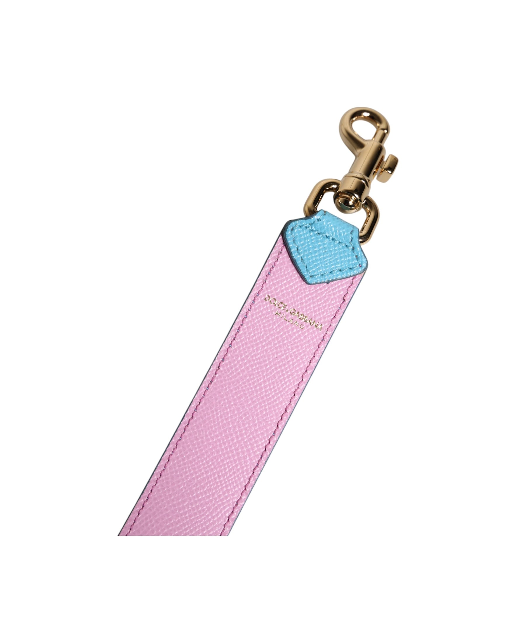 Dolce & Gabbana Blue Leather Pink Handle Bag Shoulder Strap Glam Steals