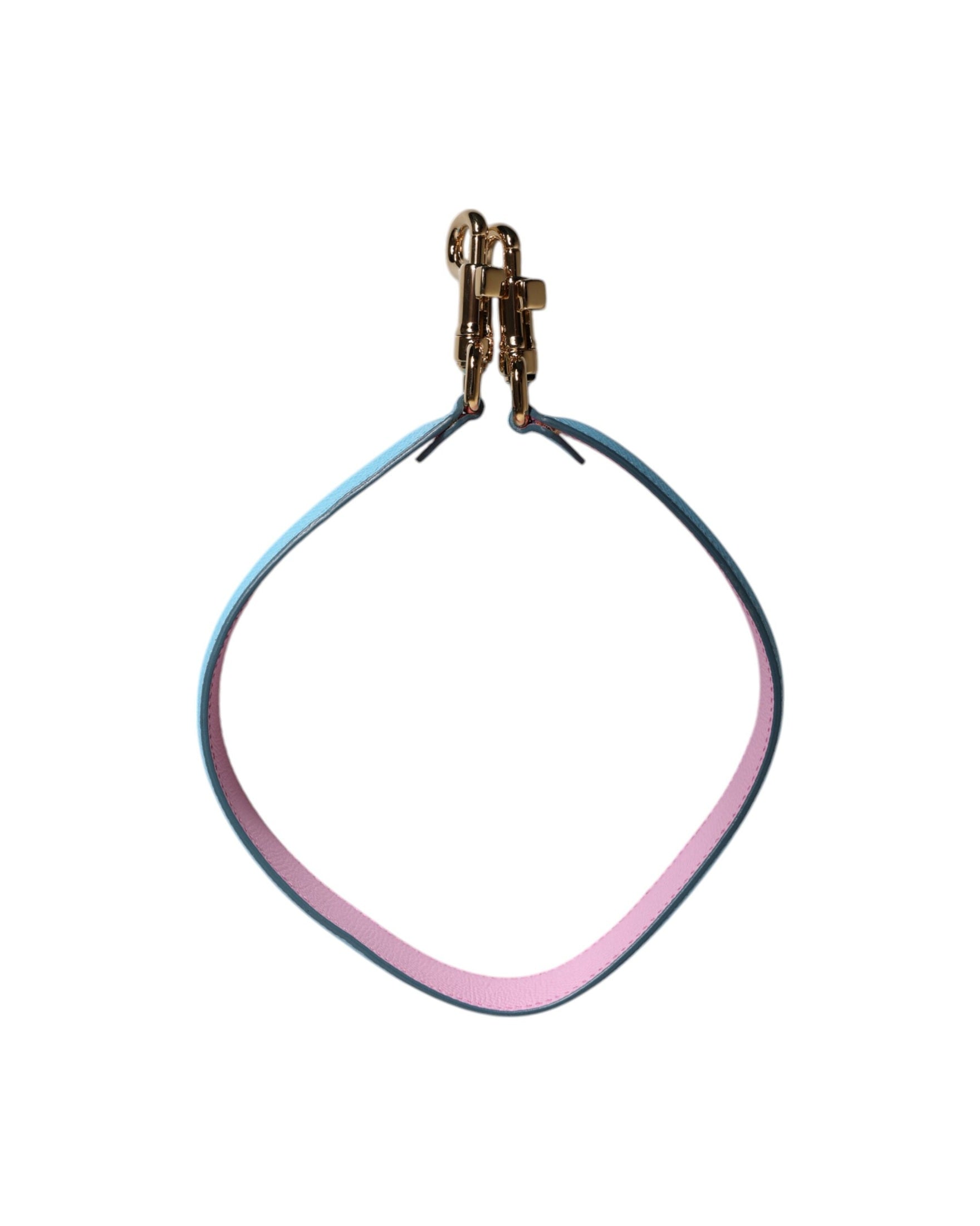 Dolce & Gabbana Blue Leather Pink Handle Bag Shoulder Strap Glam Steals