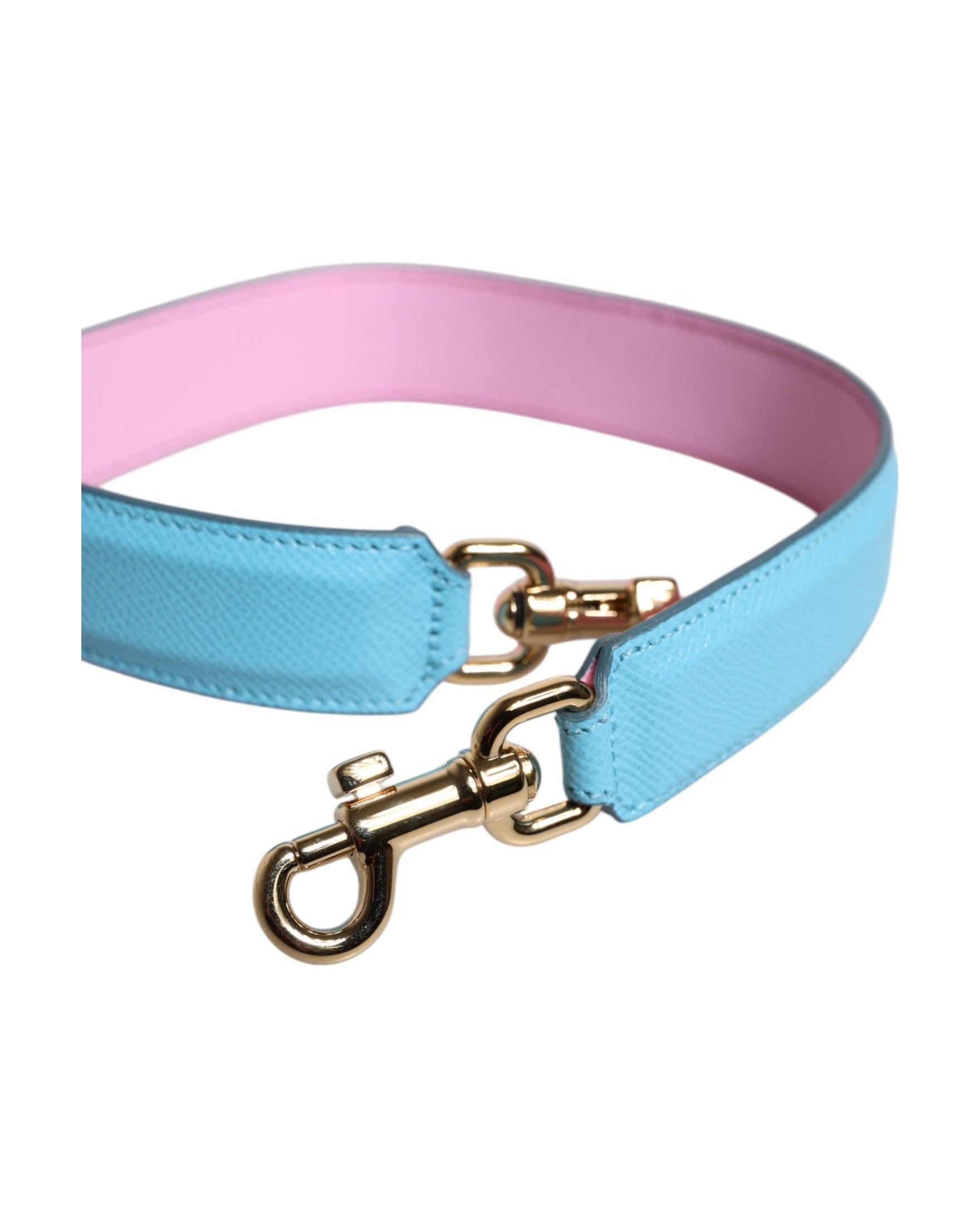 Dolce & Gabbana Blue Leather Pink Handle Bag Shoulder Strap Glam Steals