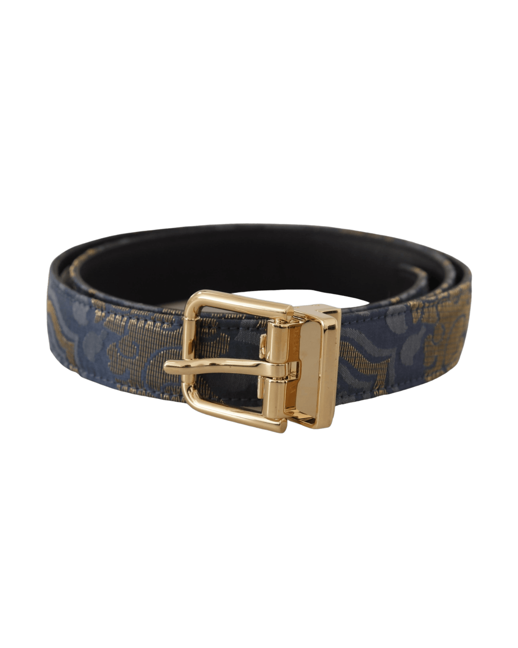 Dolce & Gabbana Blue Jacquard Tone Logo Metal Buckle Belt Belts