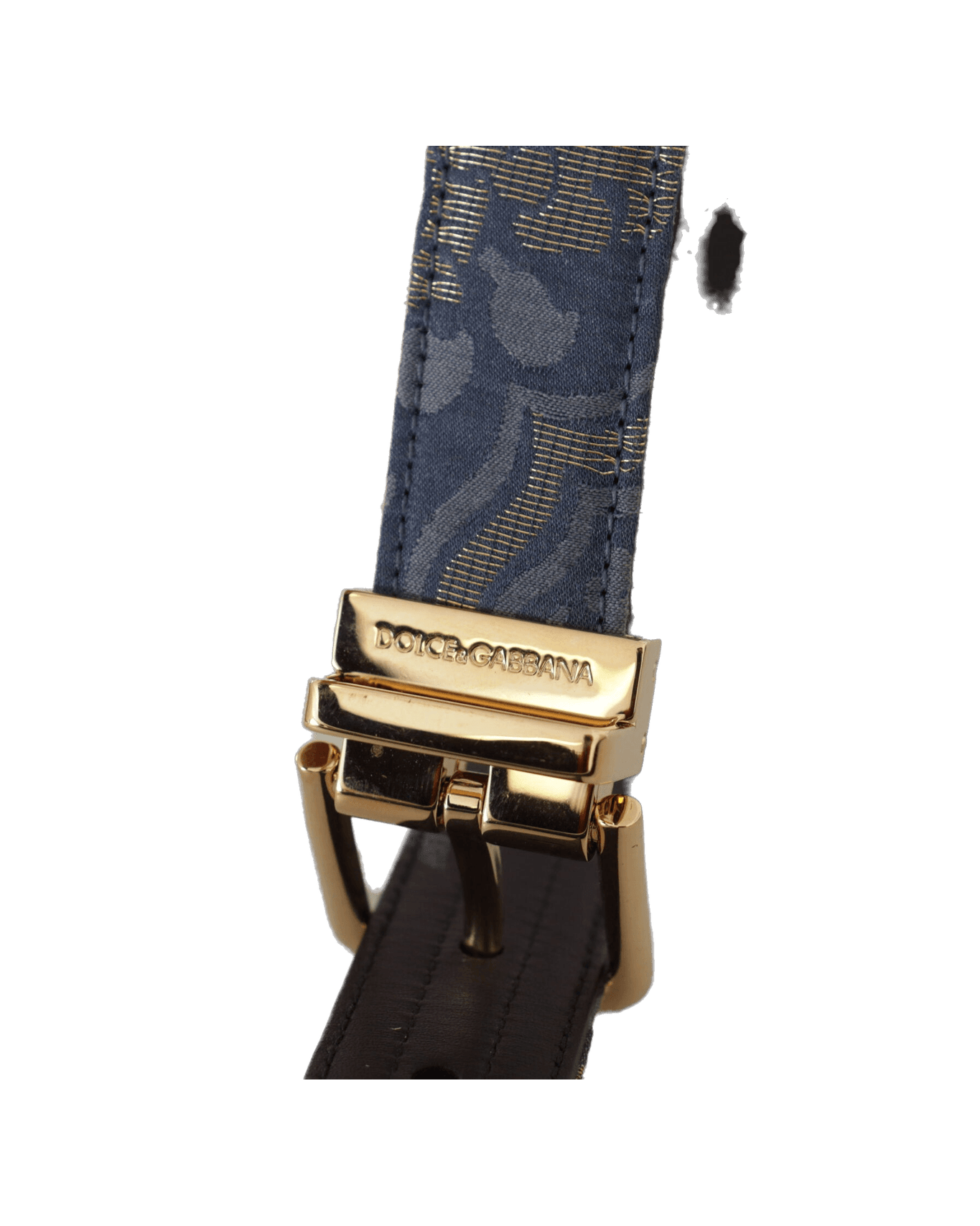 Dolce & Gabbana Blue Jacquard Tone Logo Metal Buckle Belt Belts